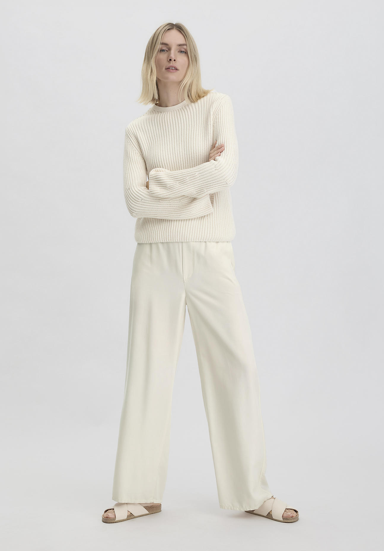 hessnatur Damen Hose Wide Leg Relaxed aus TENCEL™ Lyocell™ - beige Größe 44