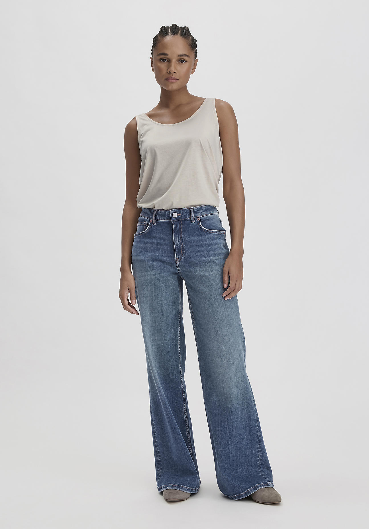 hessnatur Damen Jeans ALVA High Rise Wide Leg aus Bio-Denim - blau Größe 27/34