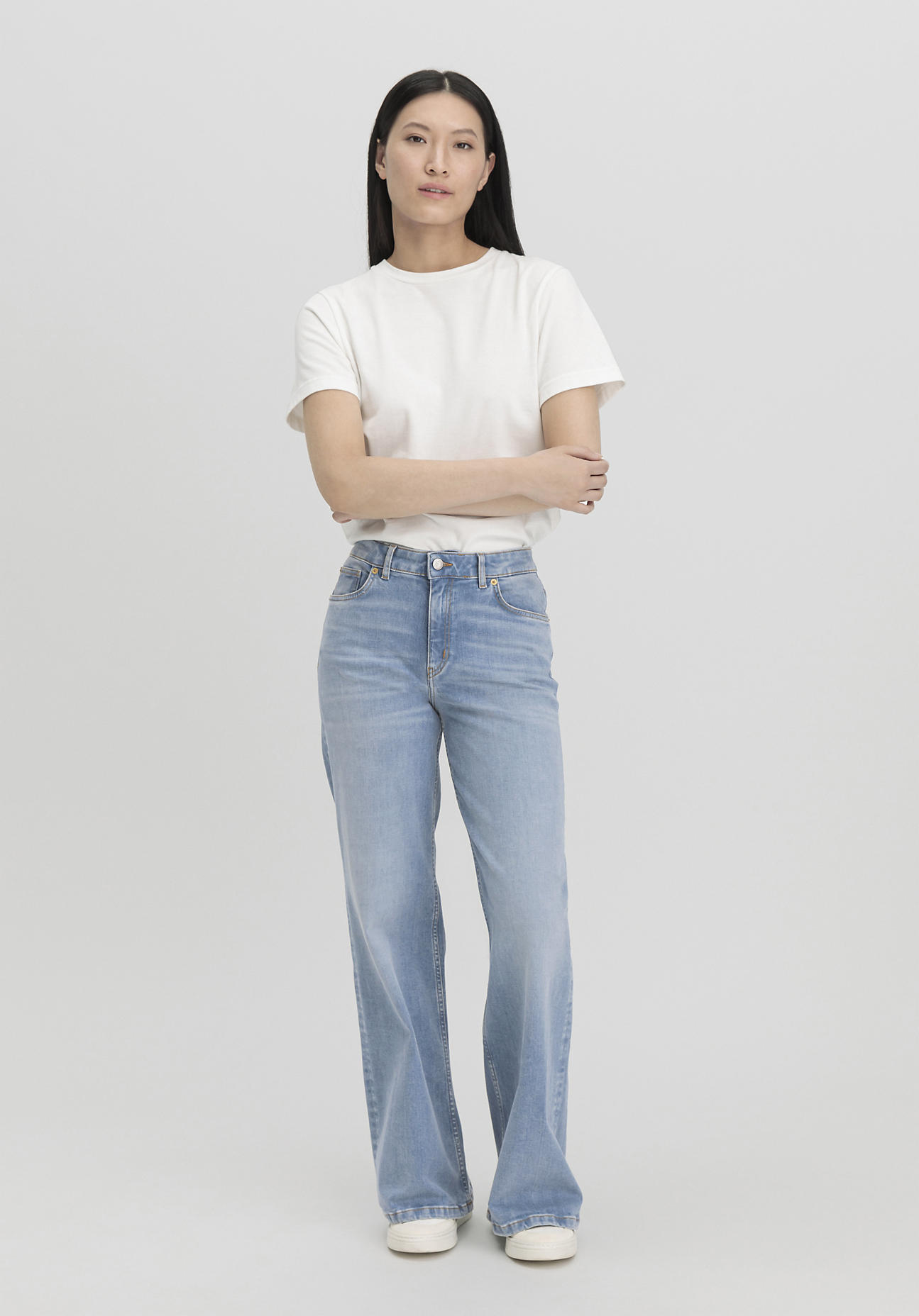 hessnatur Damen Jeans ALVA High Rise Wide Leg aus Bio-Denim - blau - Größe 34/32