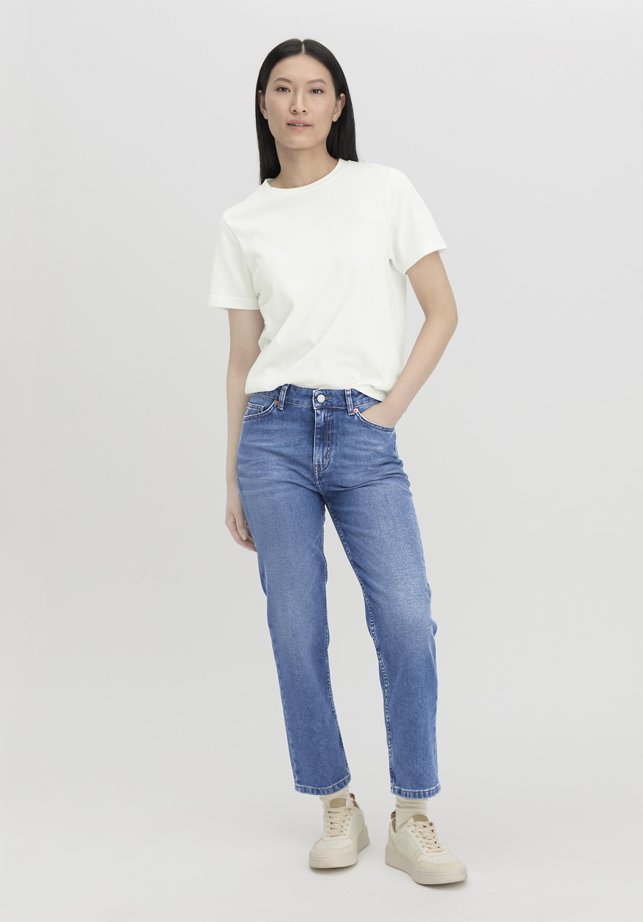 hessnatur Damen Jeans BEA High Rise Straight aus Bio-Denim - blau Größe 30/29