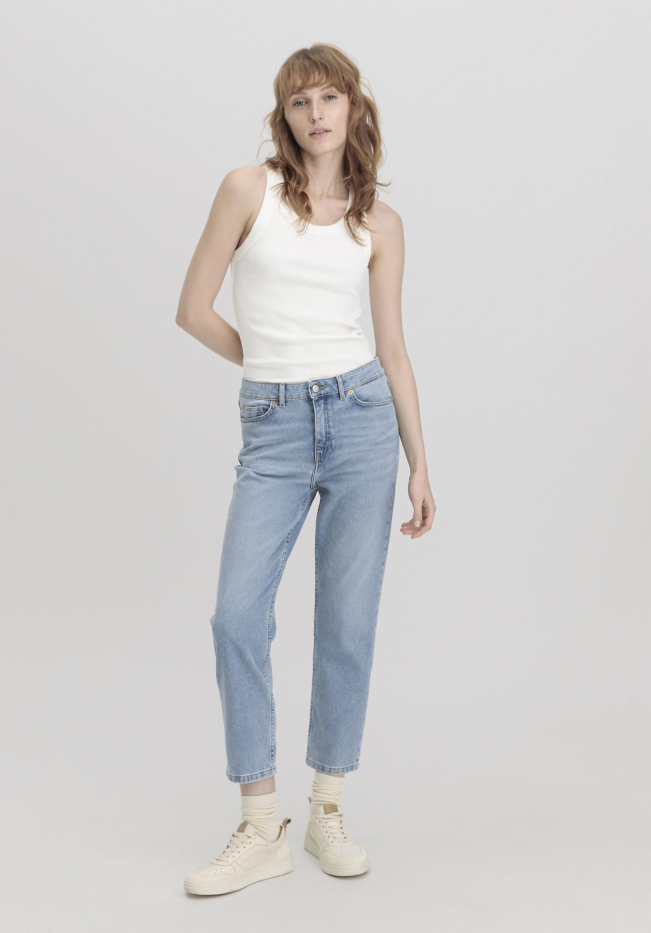 hessnatur Damen Jeans BEA High Rise Straight aus Bio-Denim - blau Größe 32/29