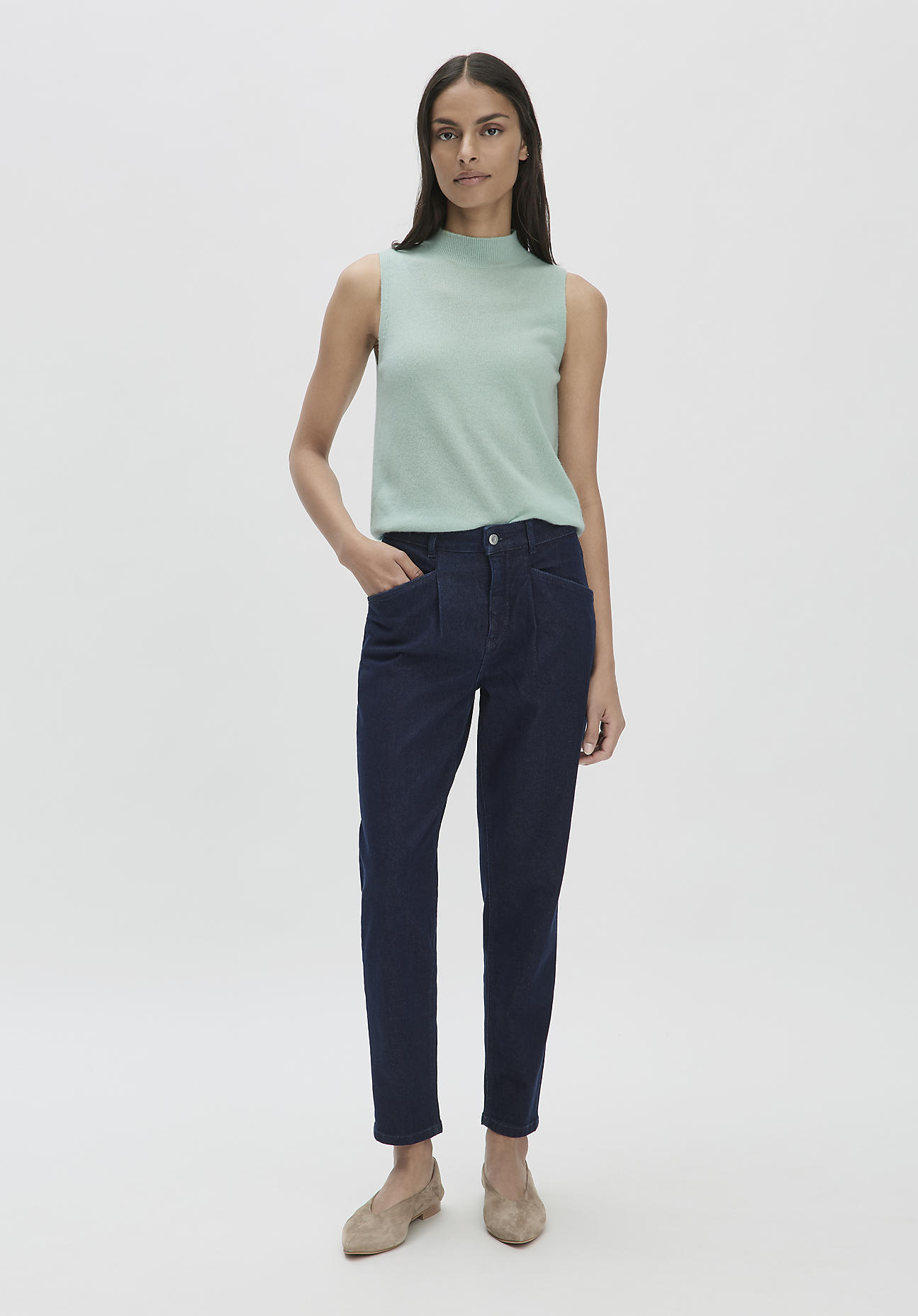 hessnatur Damen Jeans Barrel Leg BETTER RECYCLING aus wertvollem Bio-Denim - blau Größe 34/30