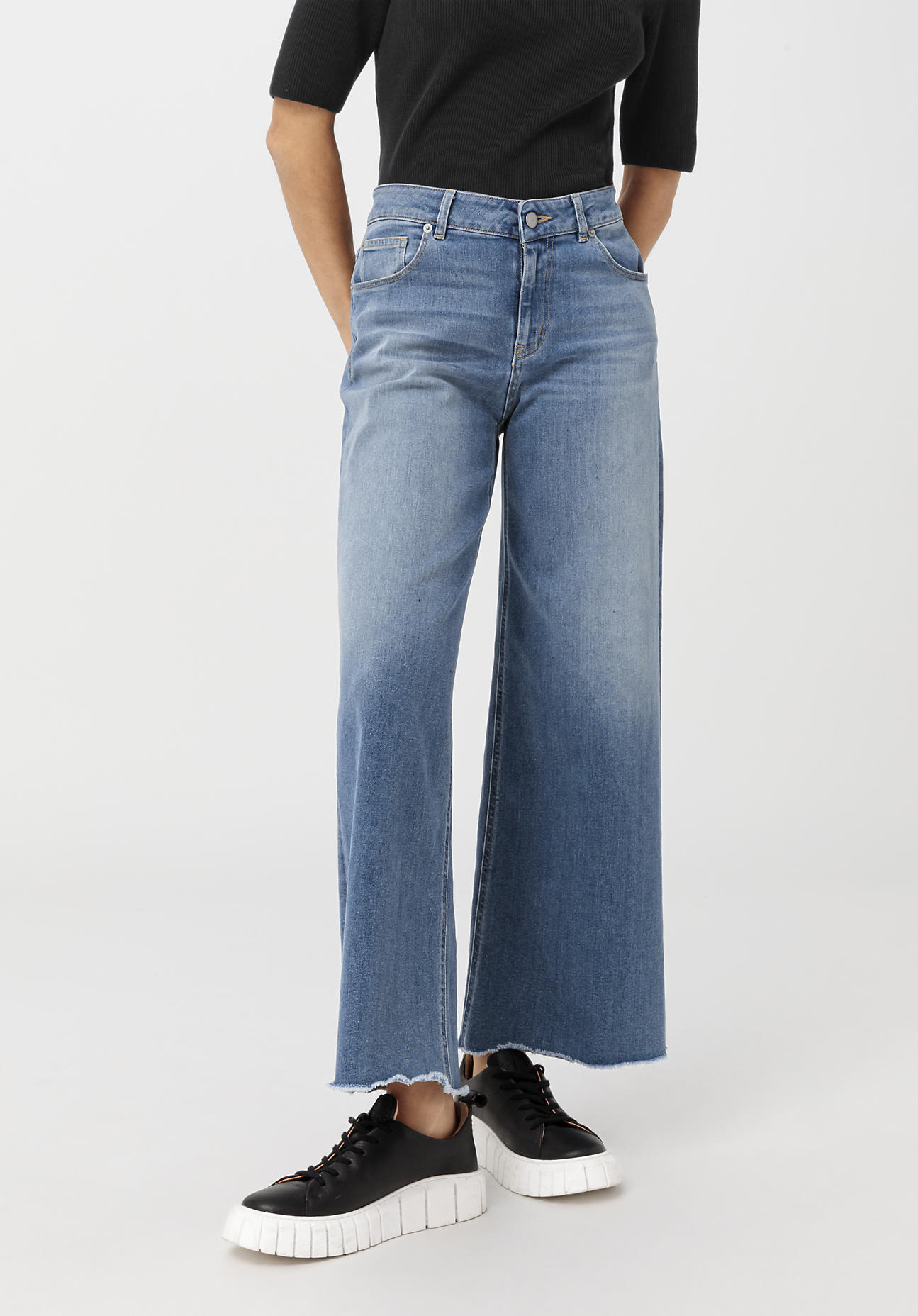 hessnatur Damen Jeans Culotte BetterRecycling aus Bio-Denim – blau – Größe 33/30