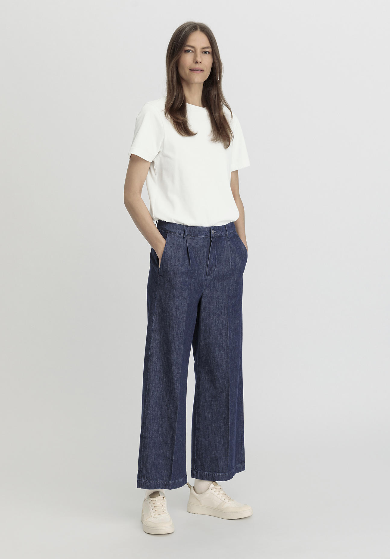 hessnatur Damen Jeans Culotte Regular aus Bio-Denim mit Kapok - blau Größe 38