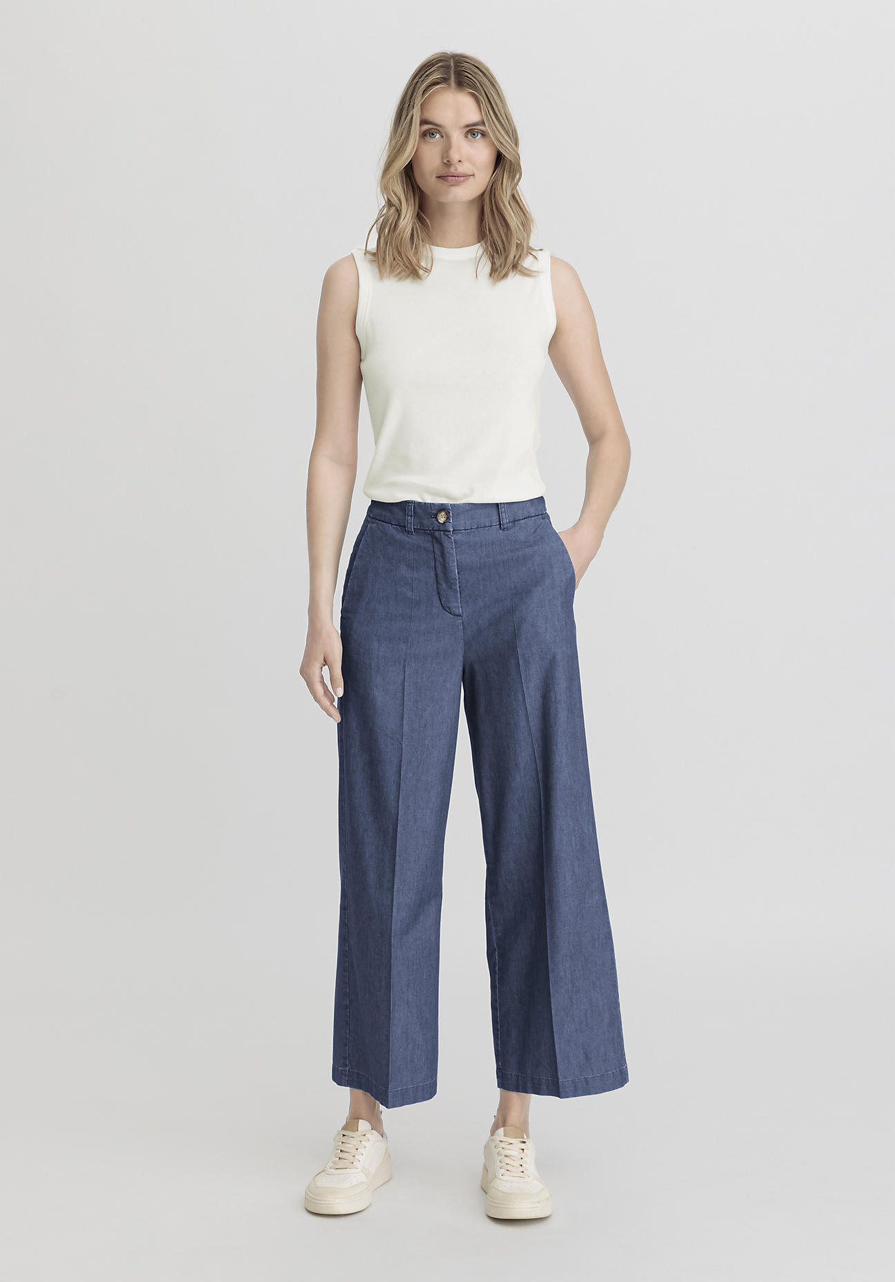 hessnatur Damen Jeans Culotte Regular aus Bio-Denim - blau - Größe 46