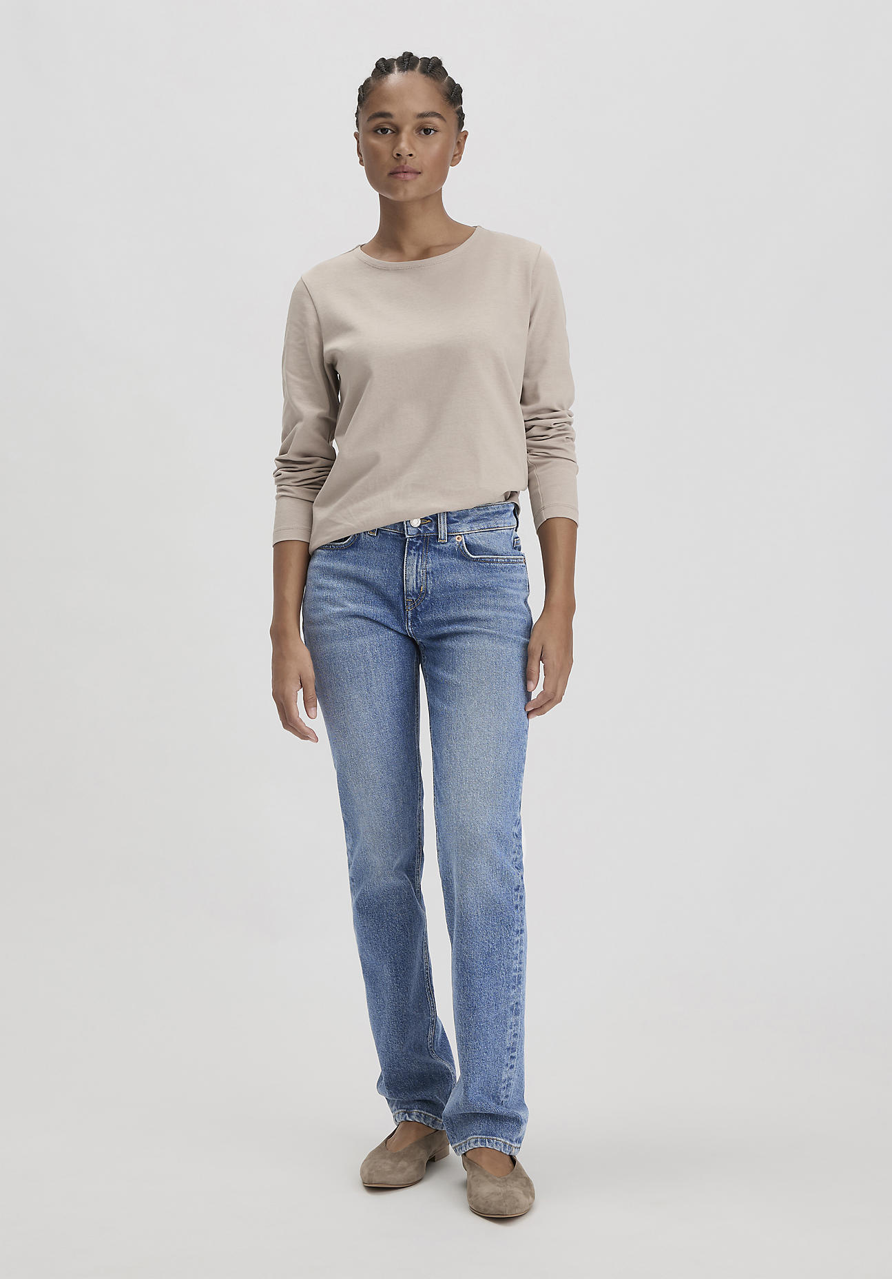 hessnatur Damen Jeans MARIE Mid Rise Straight aus Bio-Denim - blau Größe 32/30