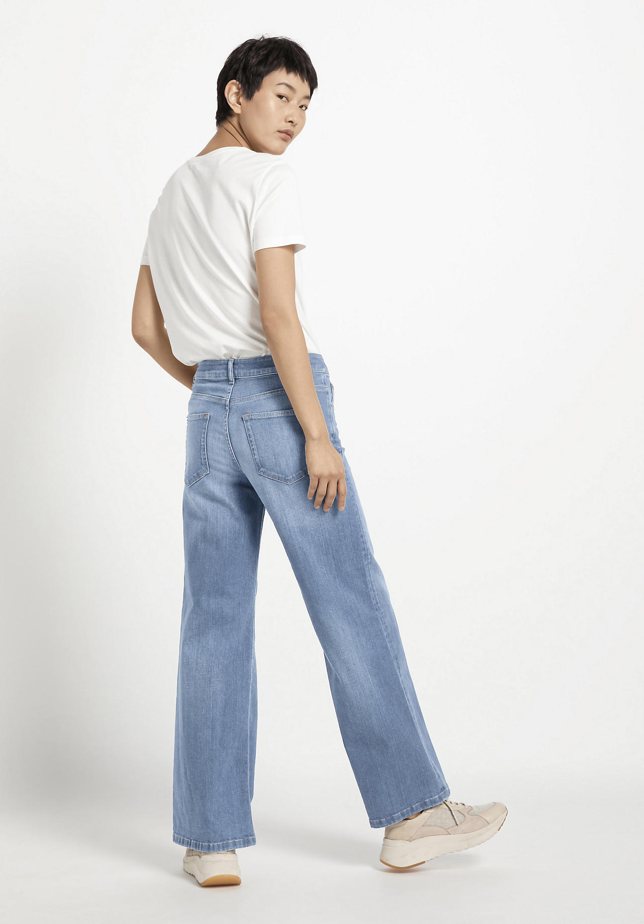 hessnatur Damen Jeans Wide Leg aus Bio-Denim – blau – Größe 26/32
