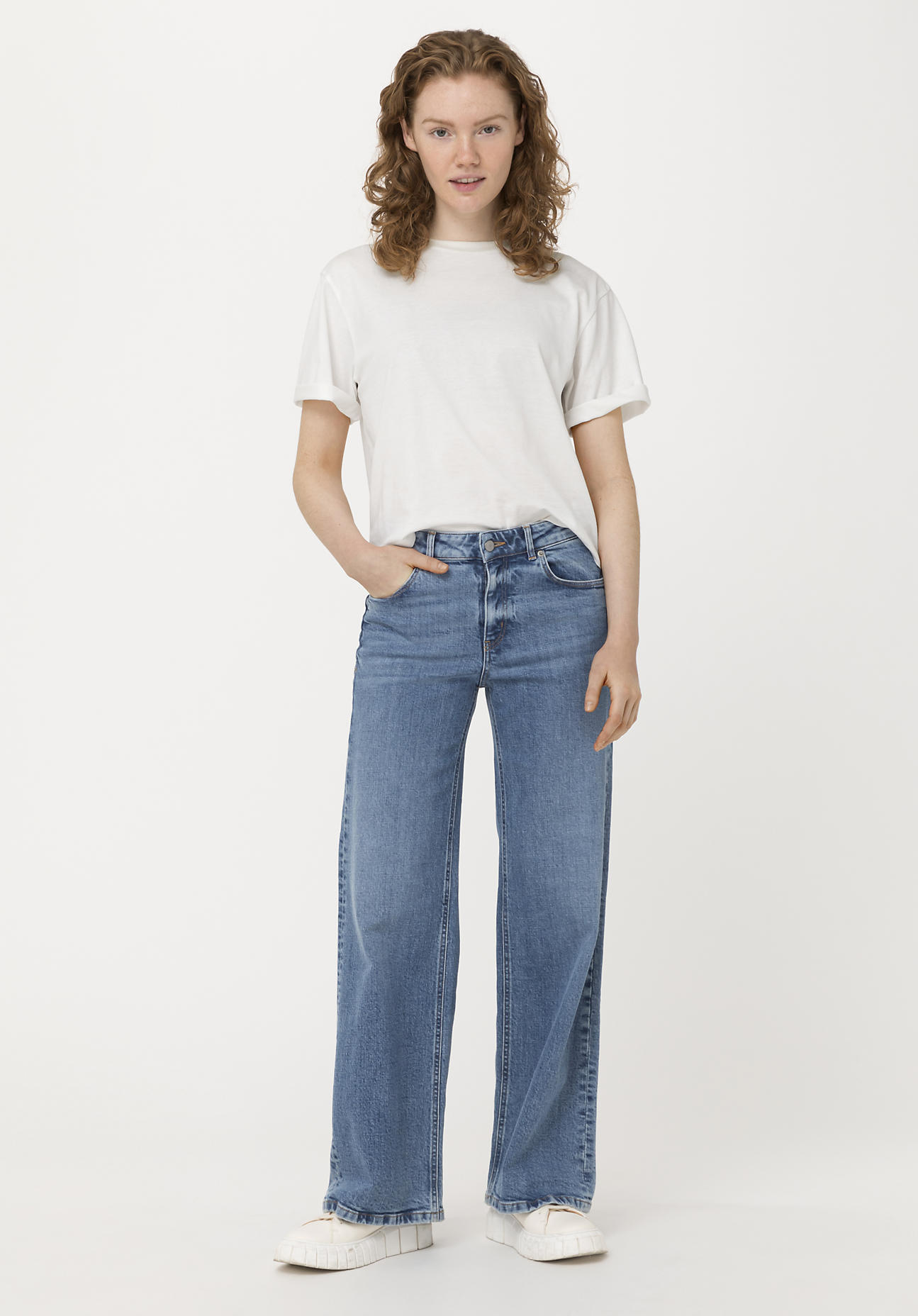 hessnatur Damen Jeans Wide Leg aus Bio-Denim – blau – Größe 26/32