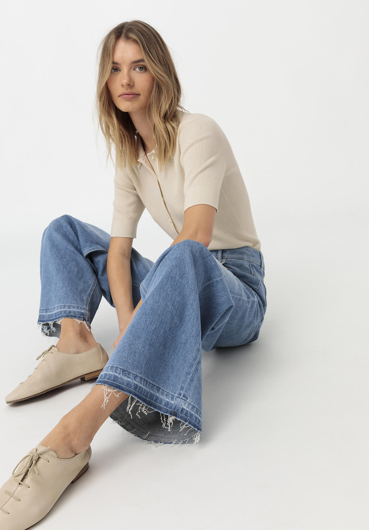 hessnatur Damen Jeans Wide Leg aus Bio-Denim mit Hanf – blau – Größe 27/32