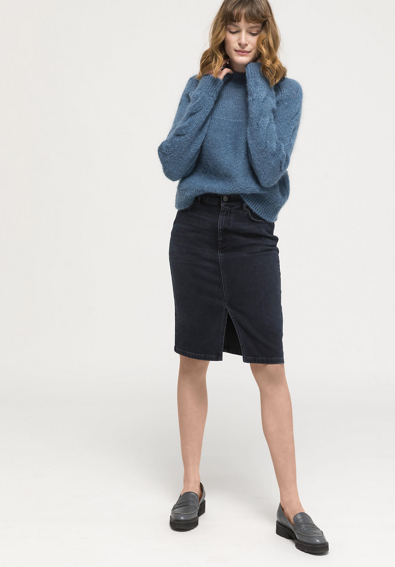 hessnatur Damen Jeansrock aus Bio-Denim – schwarz – Größe 34
