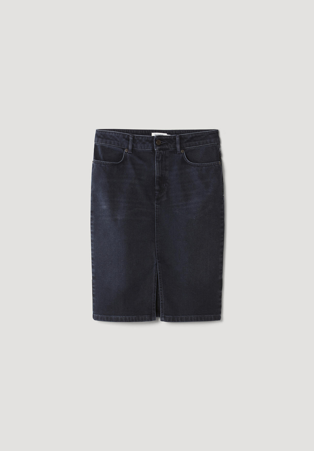 hessnatur Damen Jeansrock aus Bio-Denim – schwarz – Größe 34