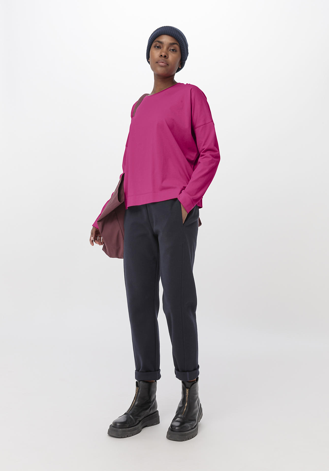 hessnatur Damen Jersey-Hose aus Bio-Baumwolle - blau - Größe 38