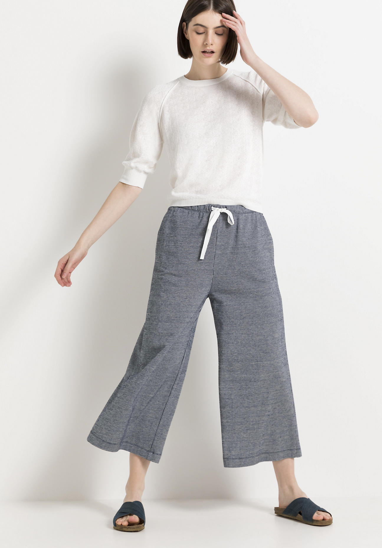 hessnatur Damen Jersey-Hose aus Bio-Baumwolle - blau Größe 40