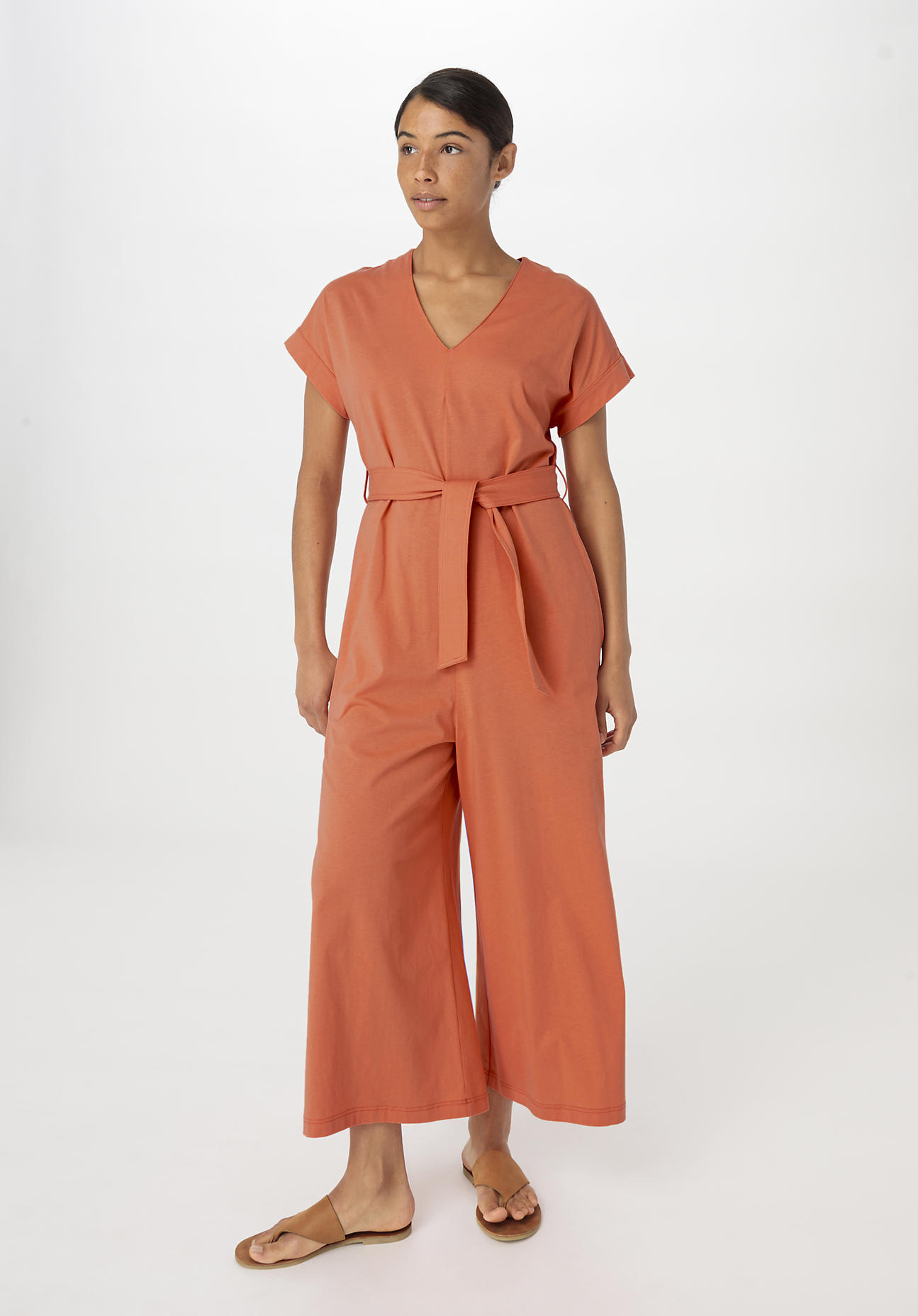 hessnatur Damen Jersey Jumpsuit Relaxed aus Bio-Baumwolle - orange - Größe 36