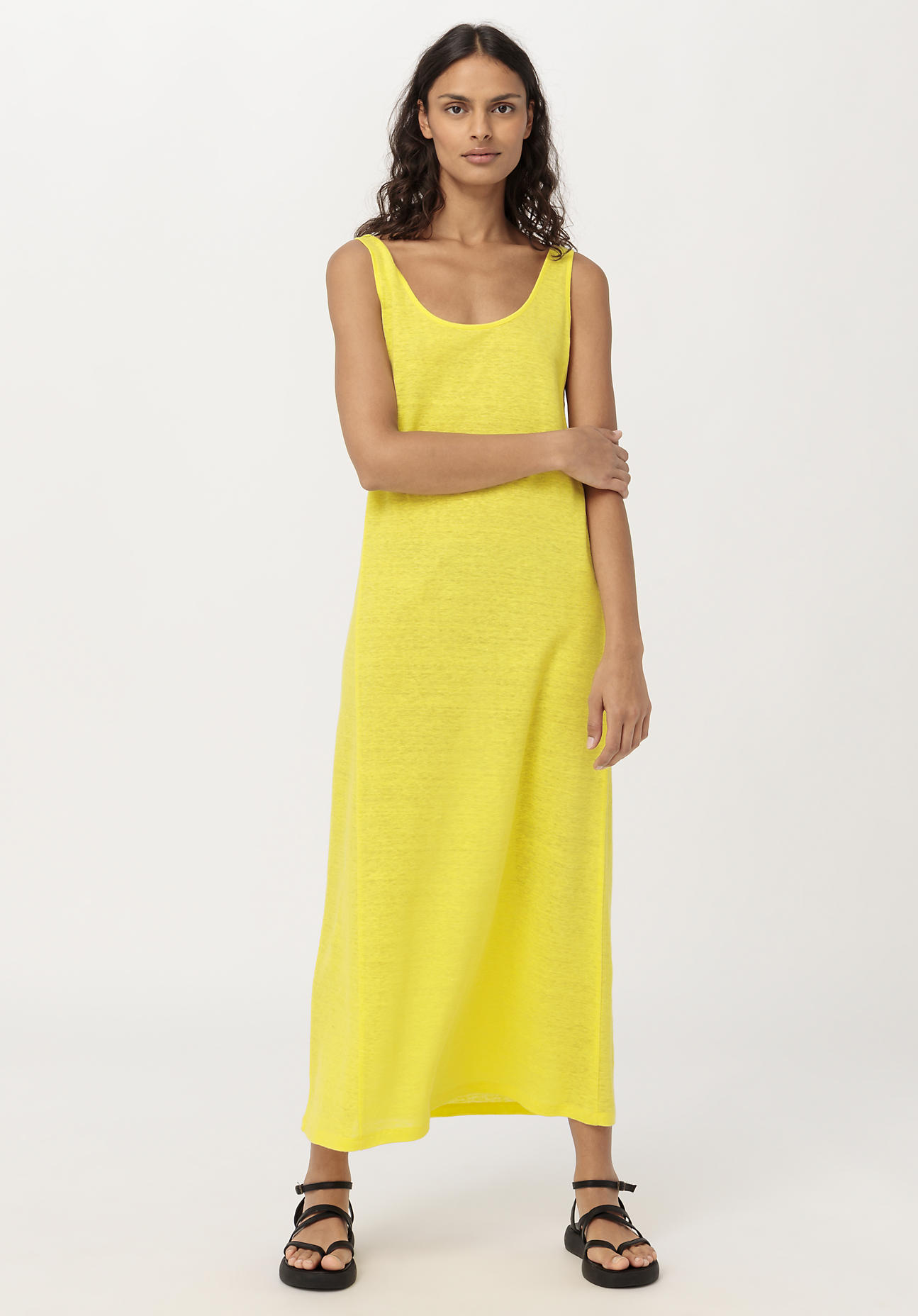 hessnatur Damen Jersey-Kleid aus Hanf - gelb Größe 34
