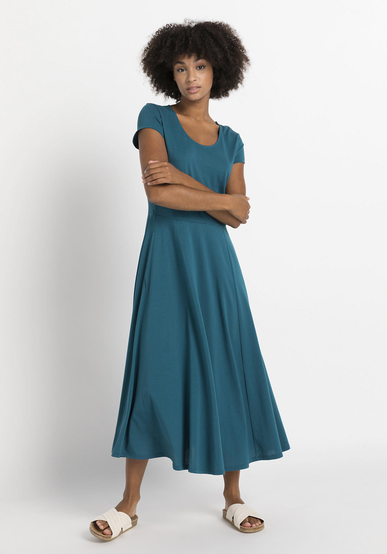 hessnatur Damen Jersey-Kleid aus Pima-Bio-Baumwolle - blau Größe 36