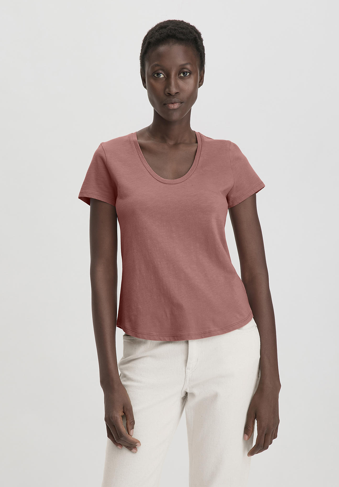 hessnatur Damen Jersey Slub T-Shirt Regular aus Bio-Baumwolle - braun Größe 40