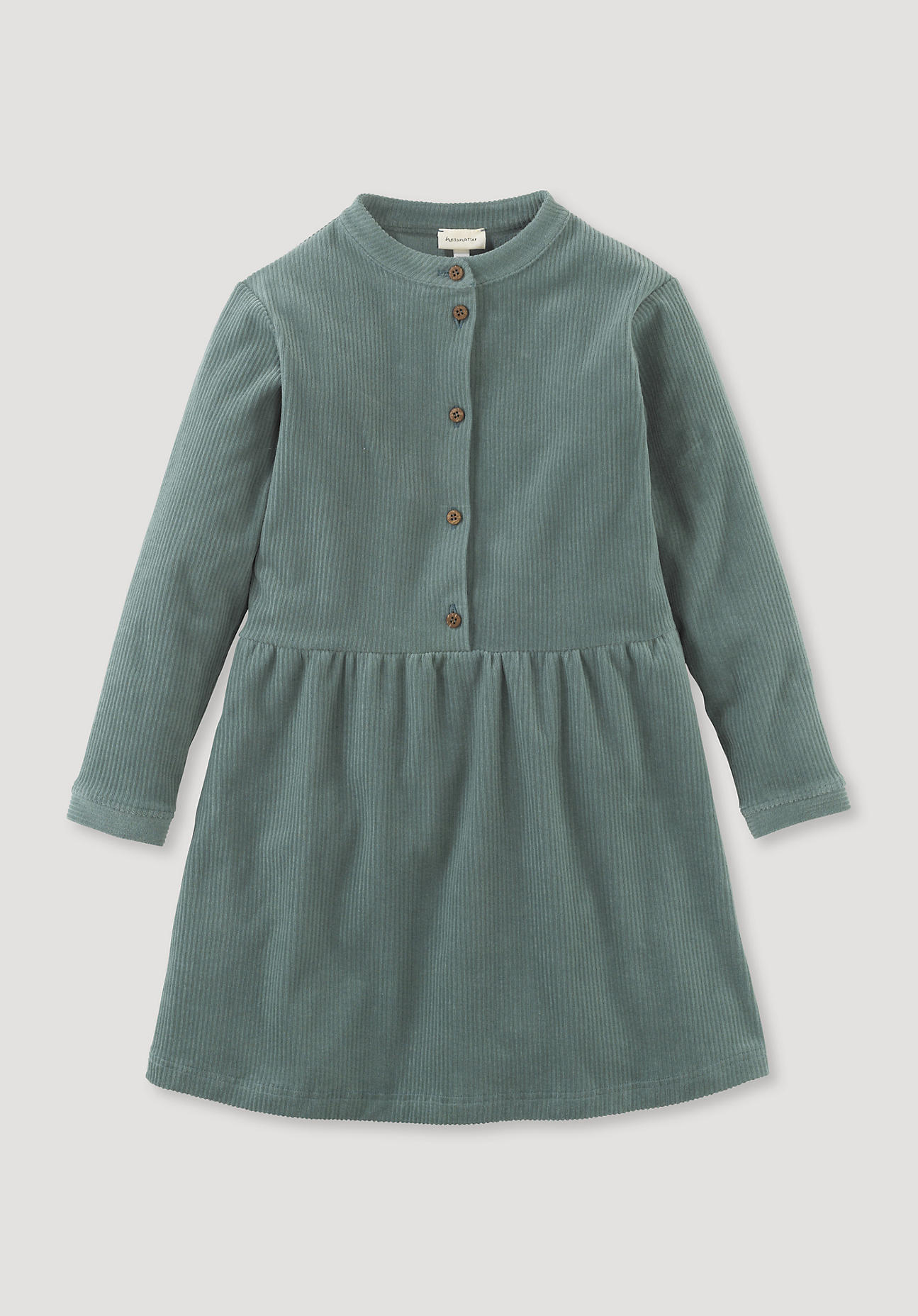 hessnatur Kinder Jerseycordkleid aus Bio-Baumwolle - grün Größe 158/164