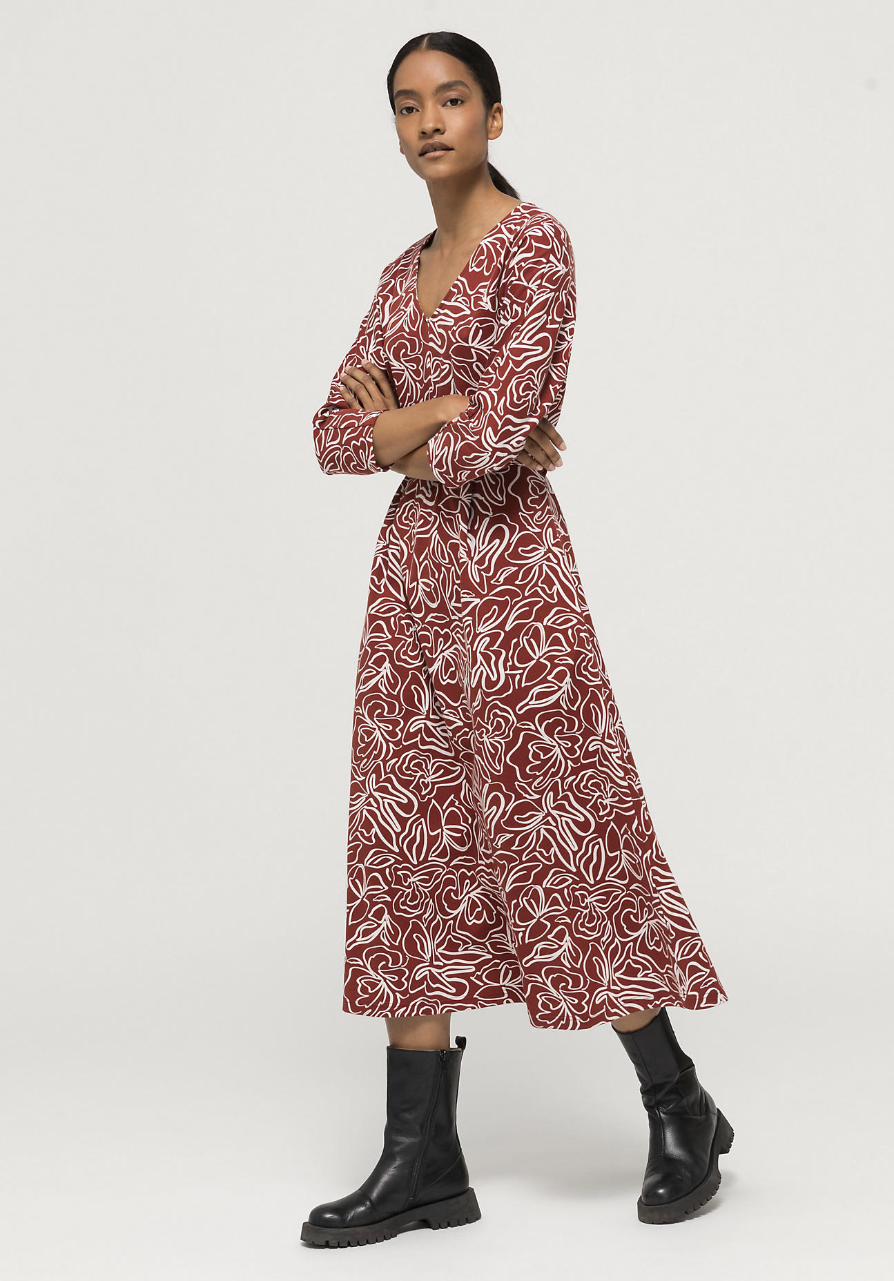hessnatur Damen Jerseykleid aus Bio-Baumwolle - rot Größe 38