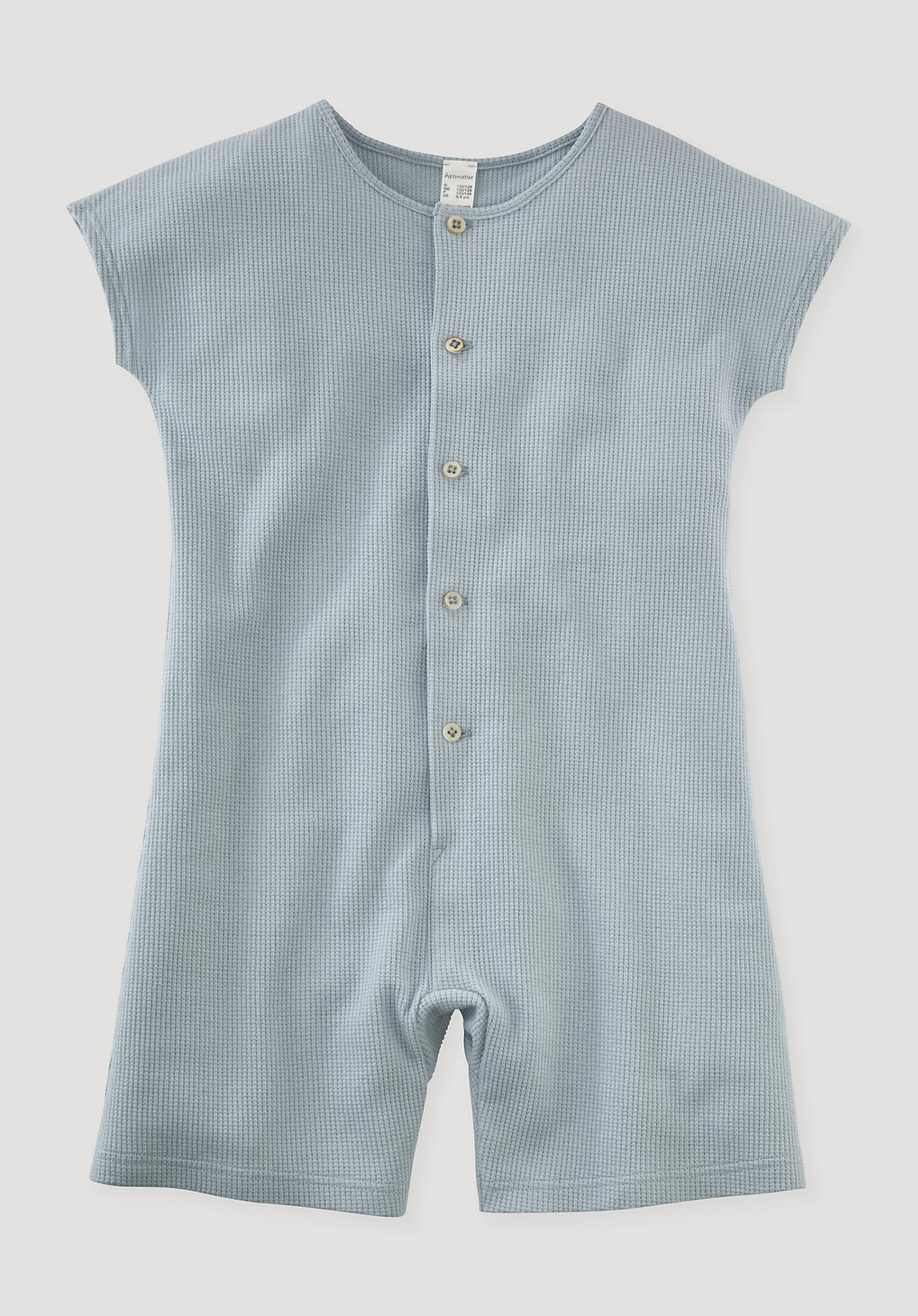 hessnatur Kinder Jumpsuit aus Bio-Baumwolle mit Leinen – blau – Größe 122/128