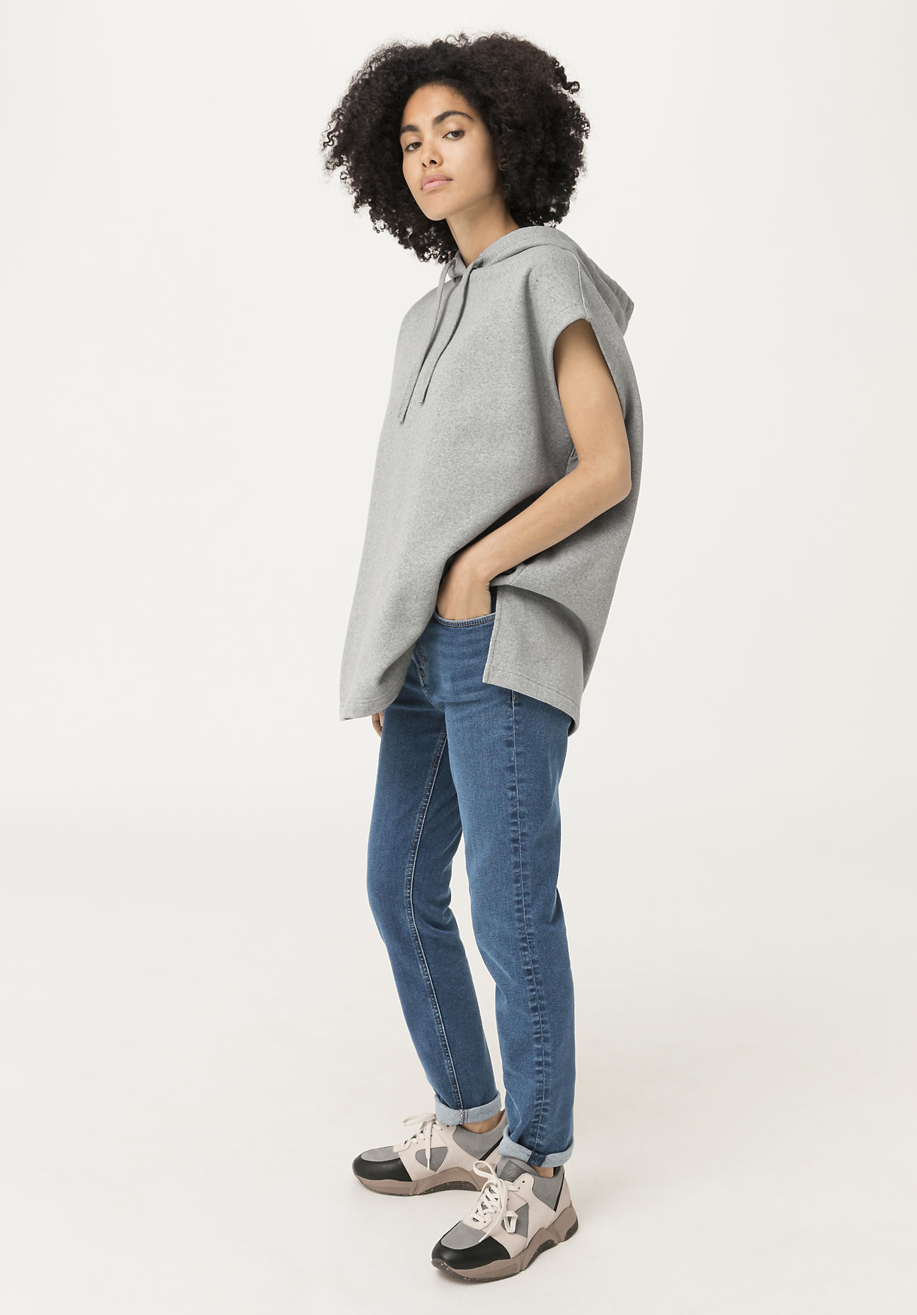 hessnatur Damen Kapuzenshirt aus Bio-Baumwolle - grau - Größe 38