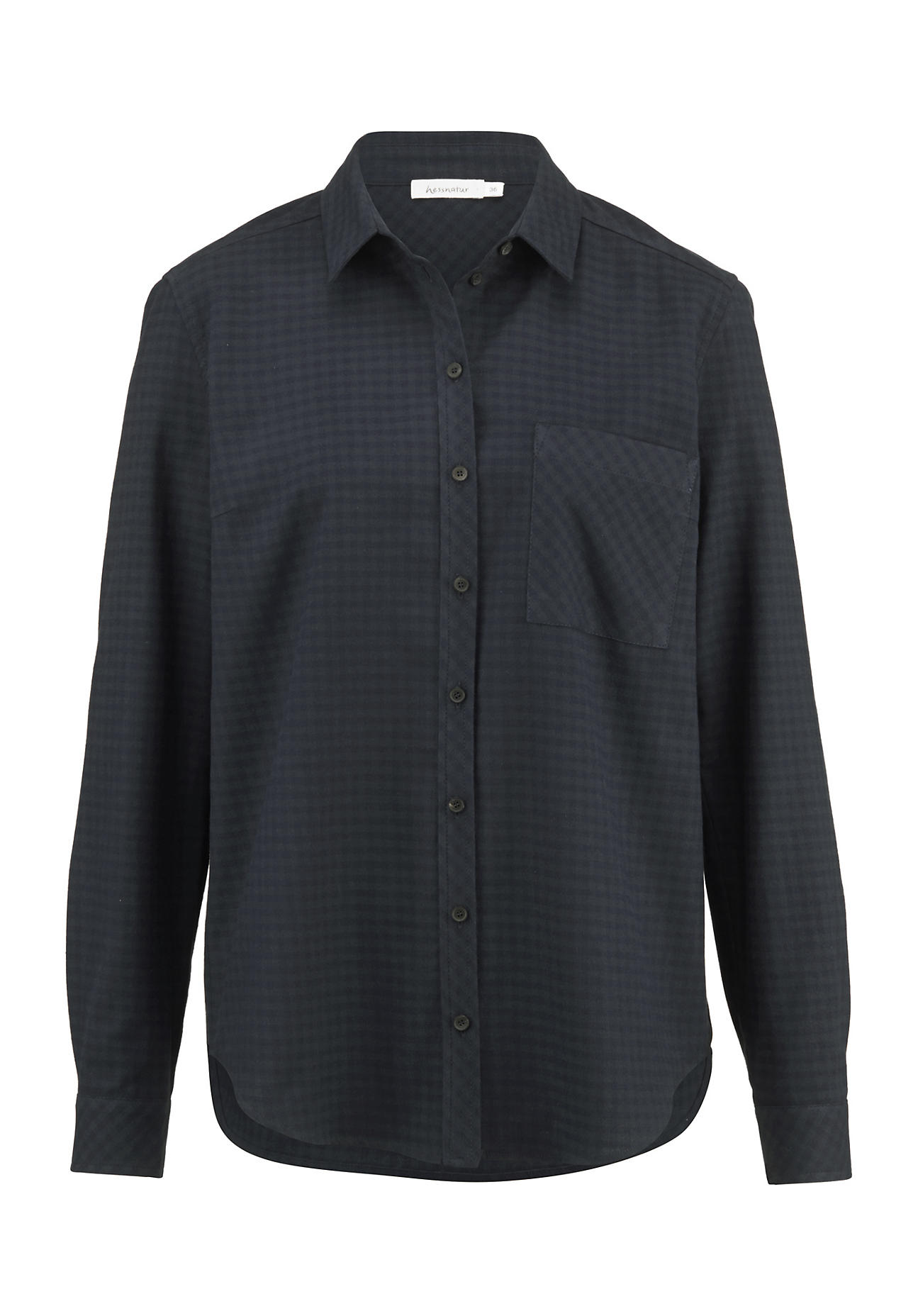 hessnatur Damen Karobluse aus Bio-Baumwolle - marine - Größe 38 hessnatur Damen Karobluse aus Bio-Baumwolle - marine - Größe 38