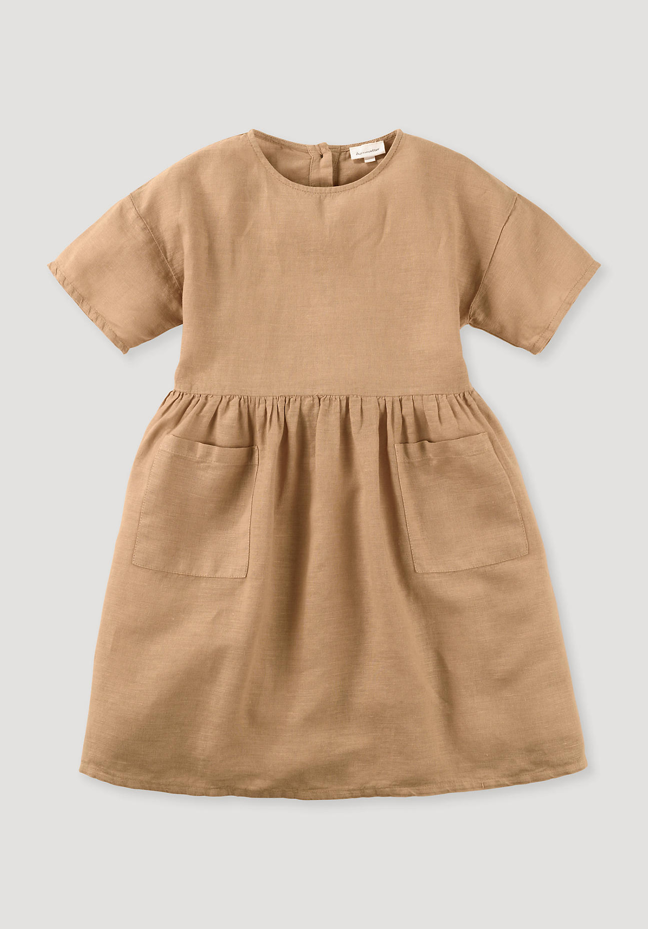hessnatur Kinder Kleid aus Leinen mit Bio-Baumwolle - orange Größe 110/116