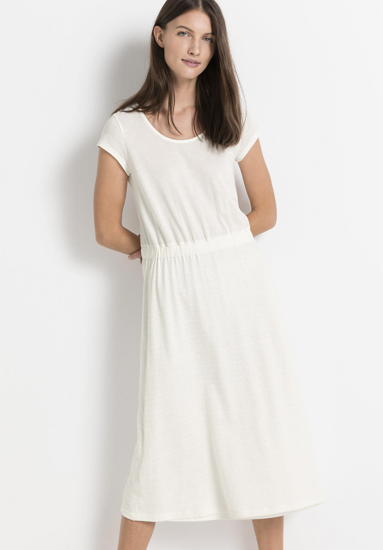 hessnatur Damen Kleid aus Bio-Baumwolle - weiß Größe 44