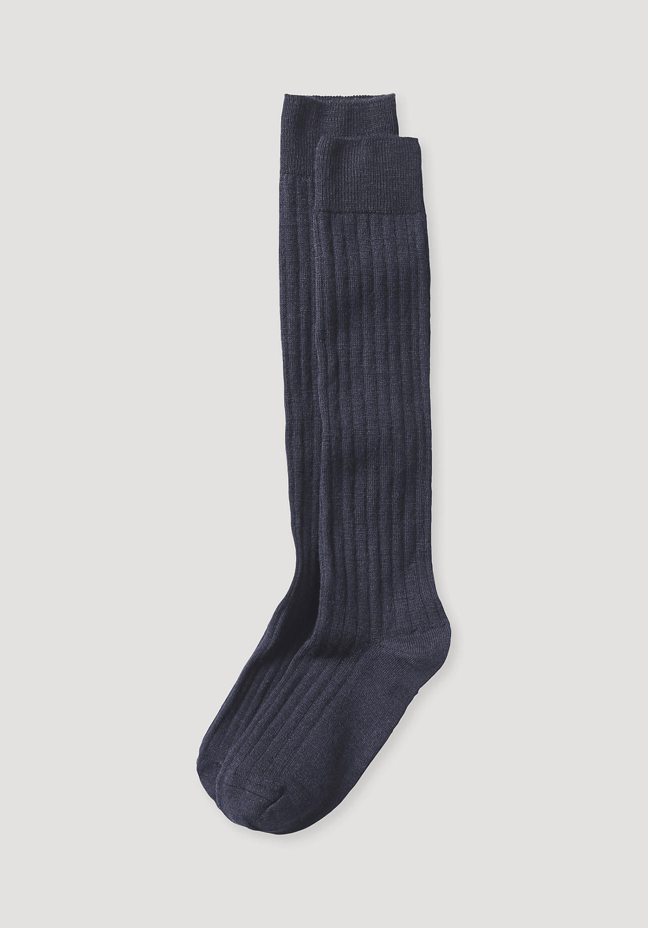 hessnatur Kniestrümpfe im aus Merinowolle mit Bio-Baumwolle - blau Größe 41-43