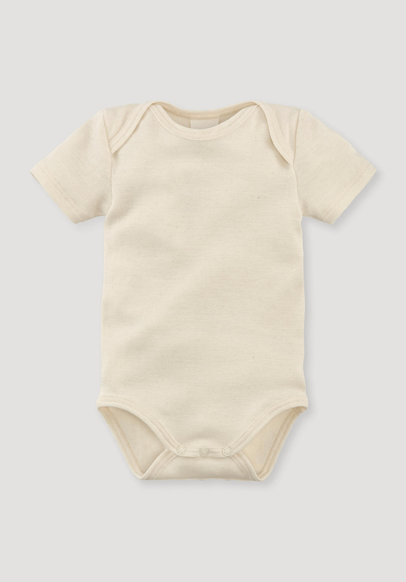 hessnatur Baby Kurzarmbody Slim aus Bio-Baumwolle mit Merinowolle und Seide - natur Größe 62/68