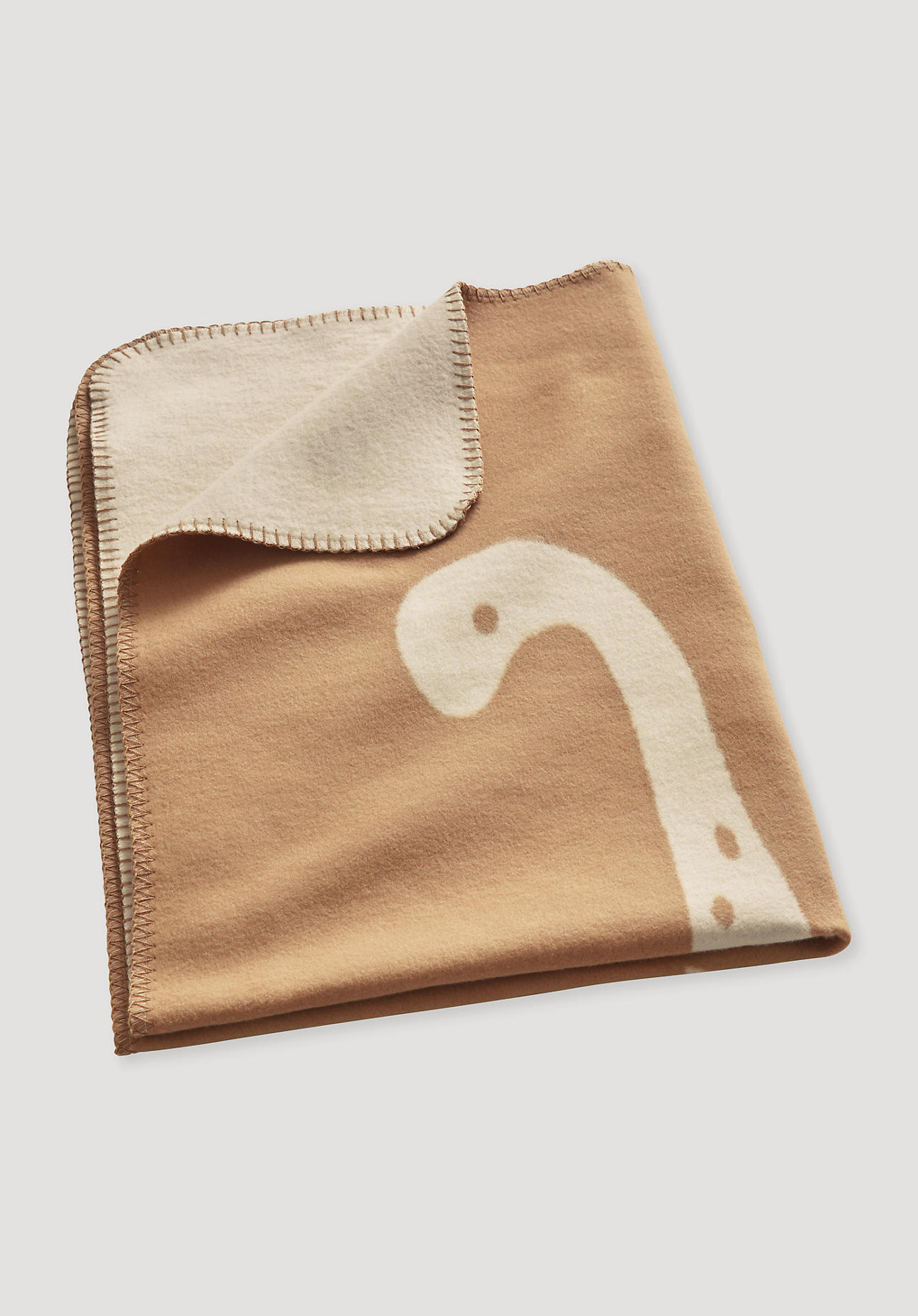 hessnatur Baby Kuschel-Decke mit Dino aus Bio-Baumwolle - braun - Größe 75x100 cm