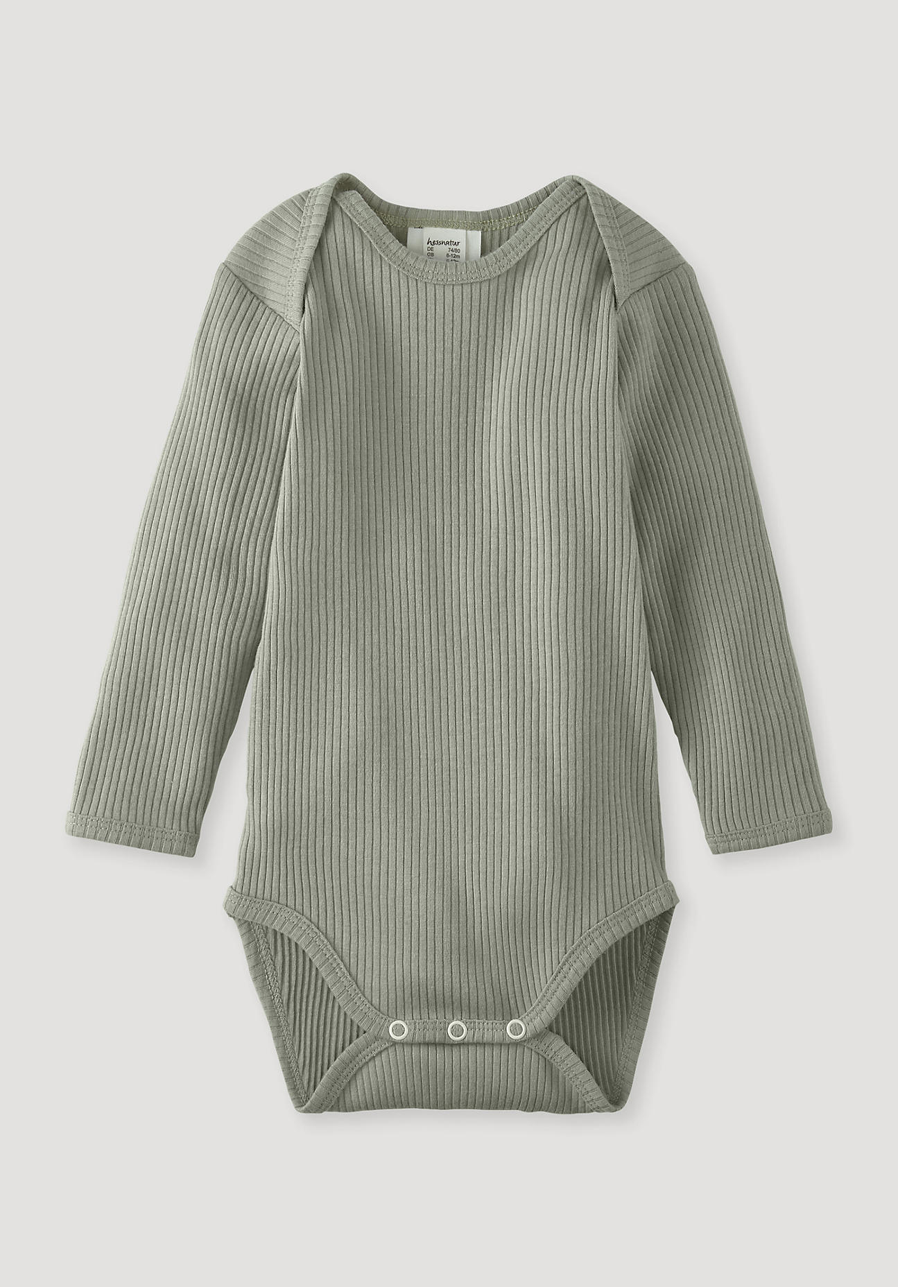 hessnatur Baby Langarmbody Slim aus Bio-Baumwolle mit Bio-Merinowolle - grün Größe 86/92