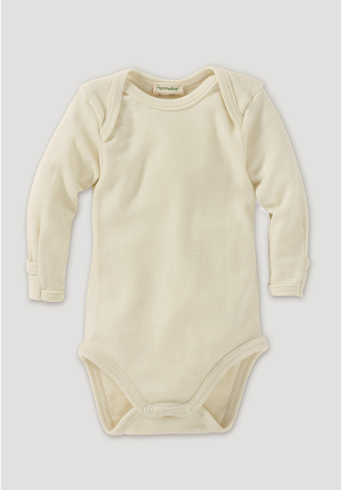 hessnatur Baby Langarmbody Slim aus Bio-Merinowolle mit Seide - natur - Größe 98/104