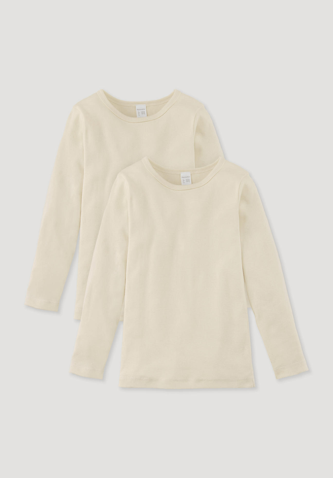 hessnatur Kinder Langarmhemd Slim 2er-Set aus Bio-Baumwolle - natur Größe 98/104