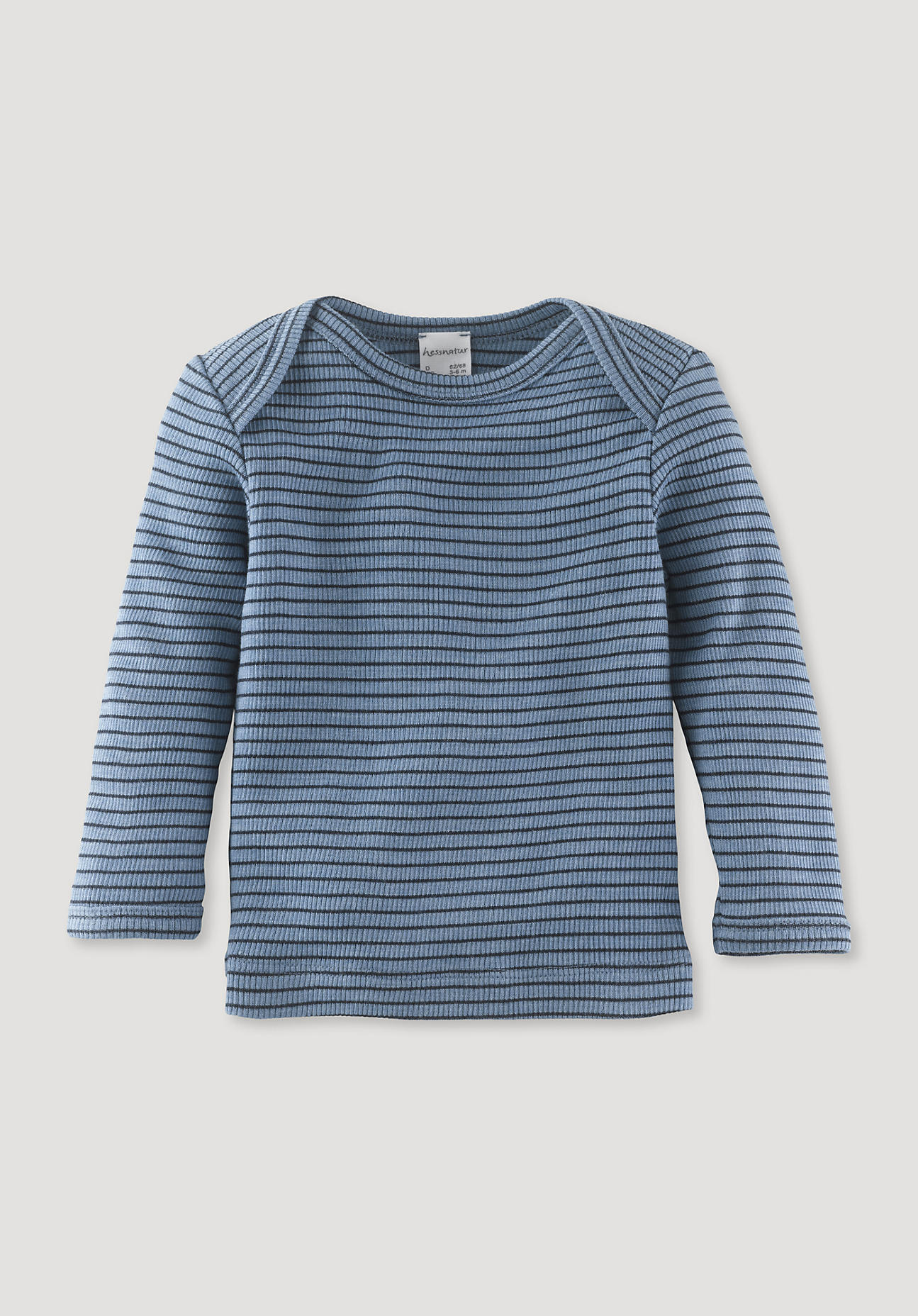 hessnatur Baby Langarmhemd aus Bio-Merinowolle und Seide – blau – Größe 98/104