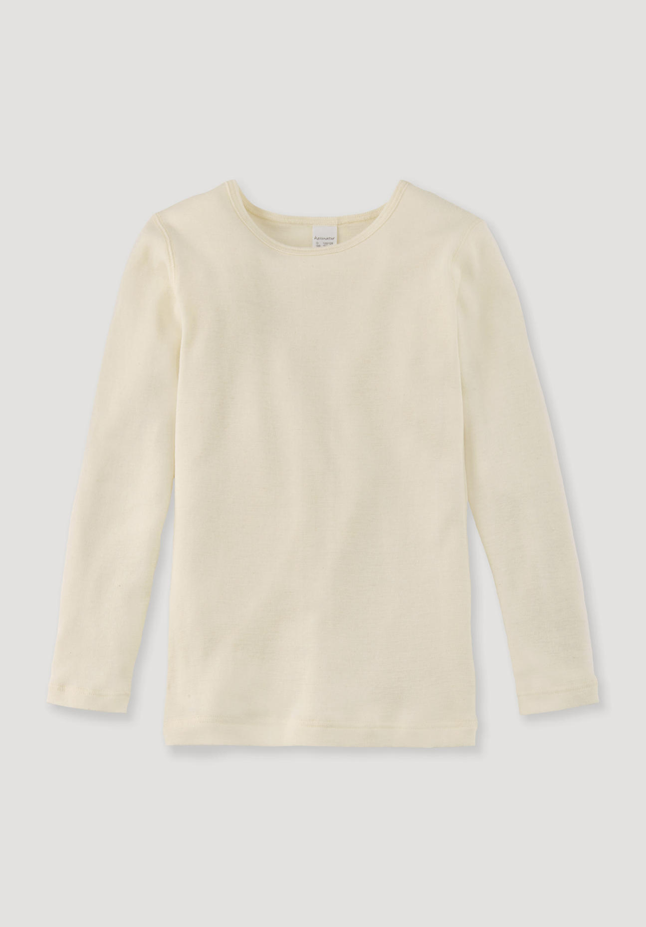 hessnatur Kinder Langarmshirt aus Bio-Baumwolle mit Bio-Schurwolle und Seide - natur Größe 158/164
