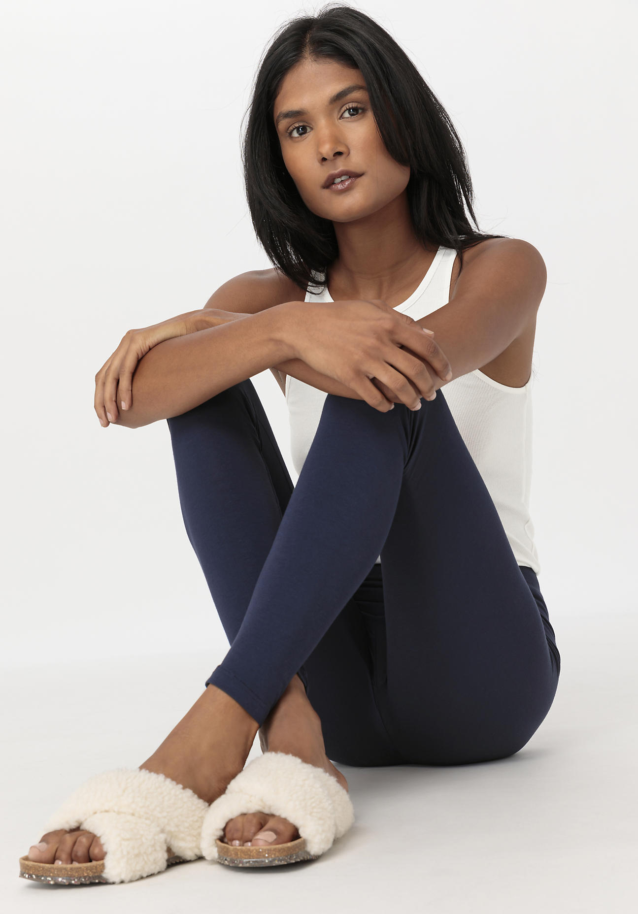 hessnatur Damen Leggings Regular Cut PURE BALANCE aus Bio-Baumwolle und TENCEL™ Modal - blau Größe 38