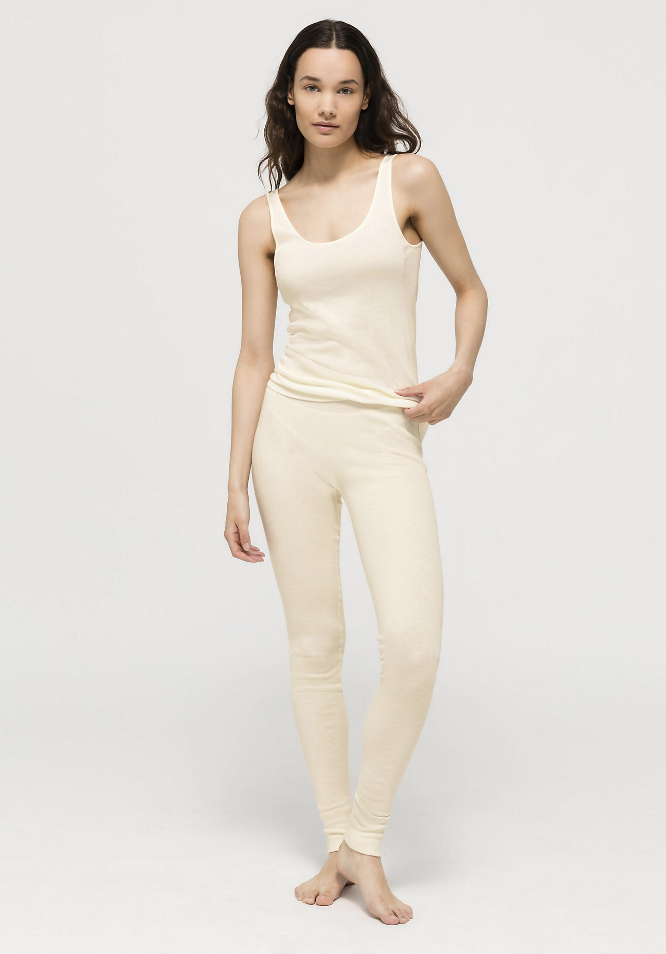 hessnatur Damen Leggings Regular Cut PURE NATURE aus Bio-Baumwolle - natur Größe 34