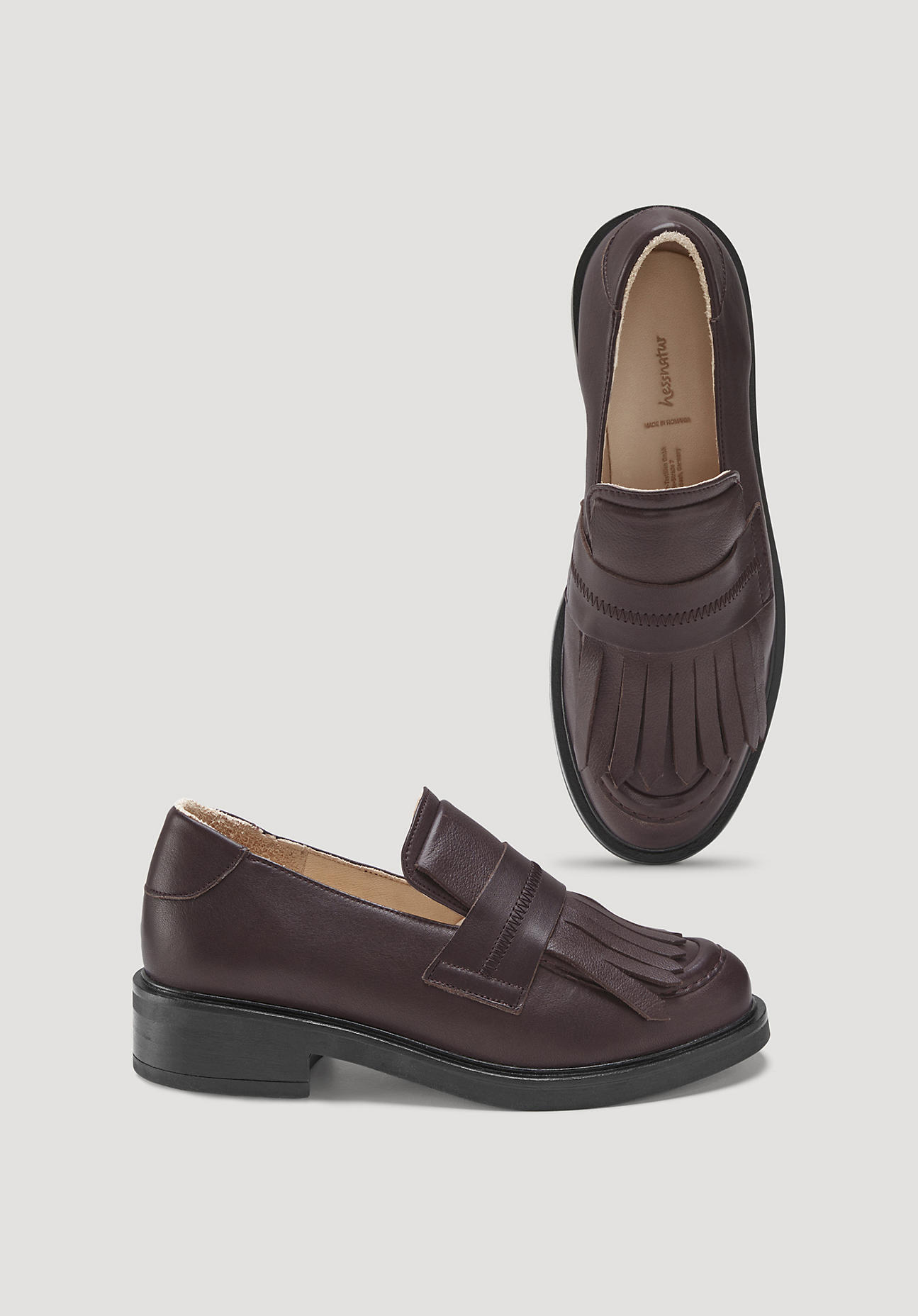 hessnatur Damen Loafer mit Fransen - braun Größe 41