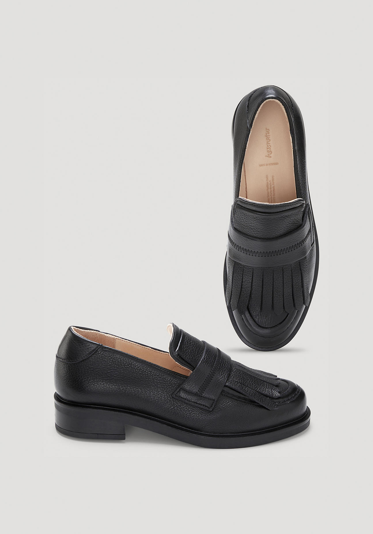 hessnatur Damen Loafer mit Fransen - schwarz Größe 36