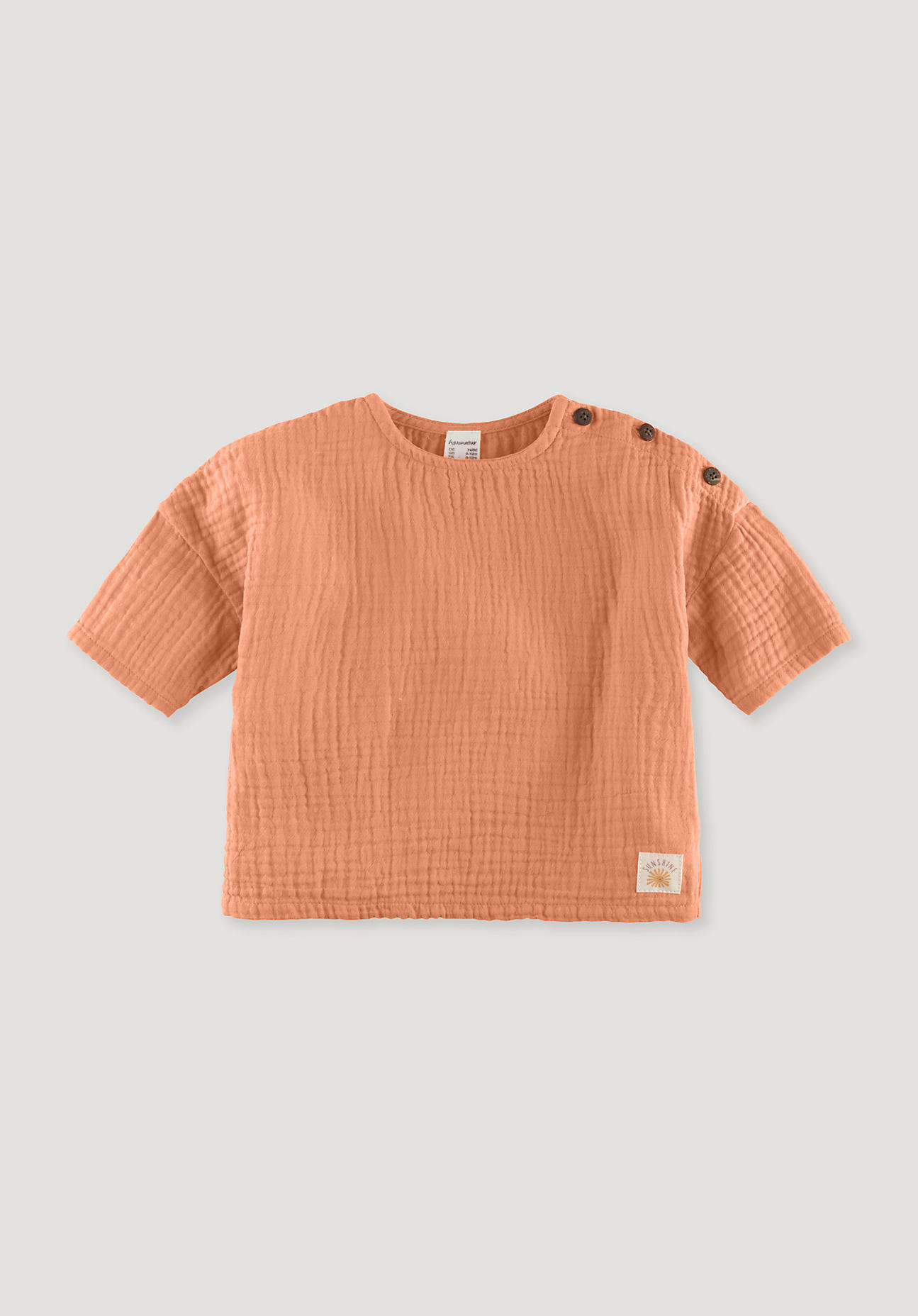 hessnatur Baby Musselin Shirt Relaxed aus Bio-Baumwolle - orange - Größe 98/104