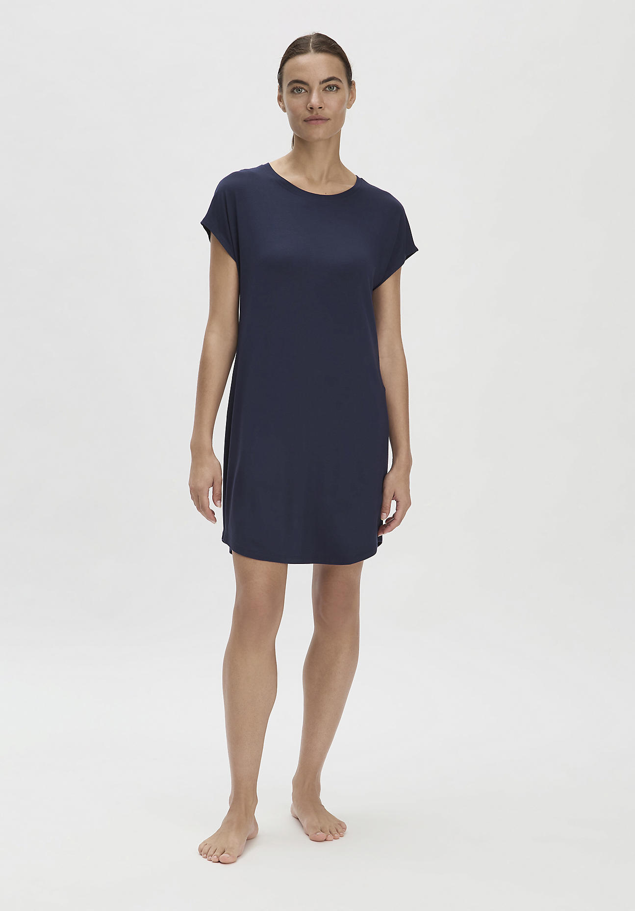 hessnatur Damen Nachthemd Regular PURE FLOW aus TENCEL™ Modal - blau Größe 40