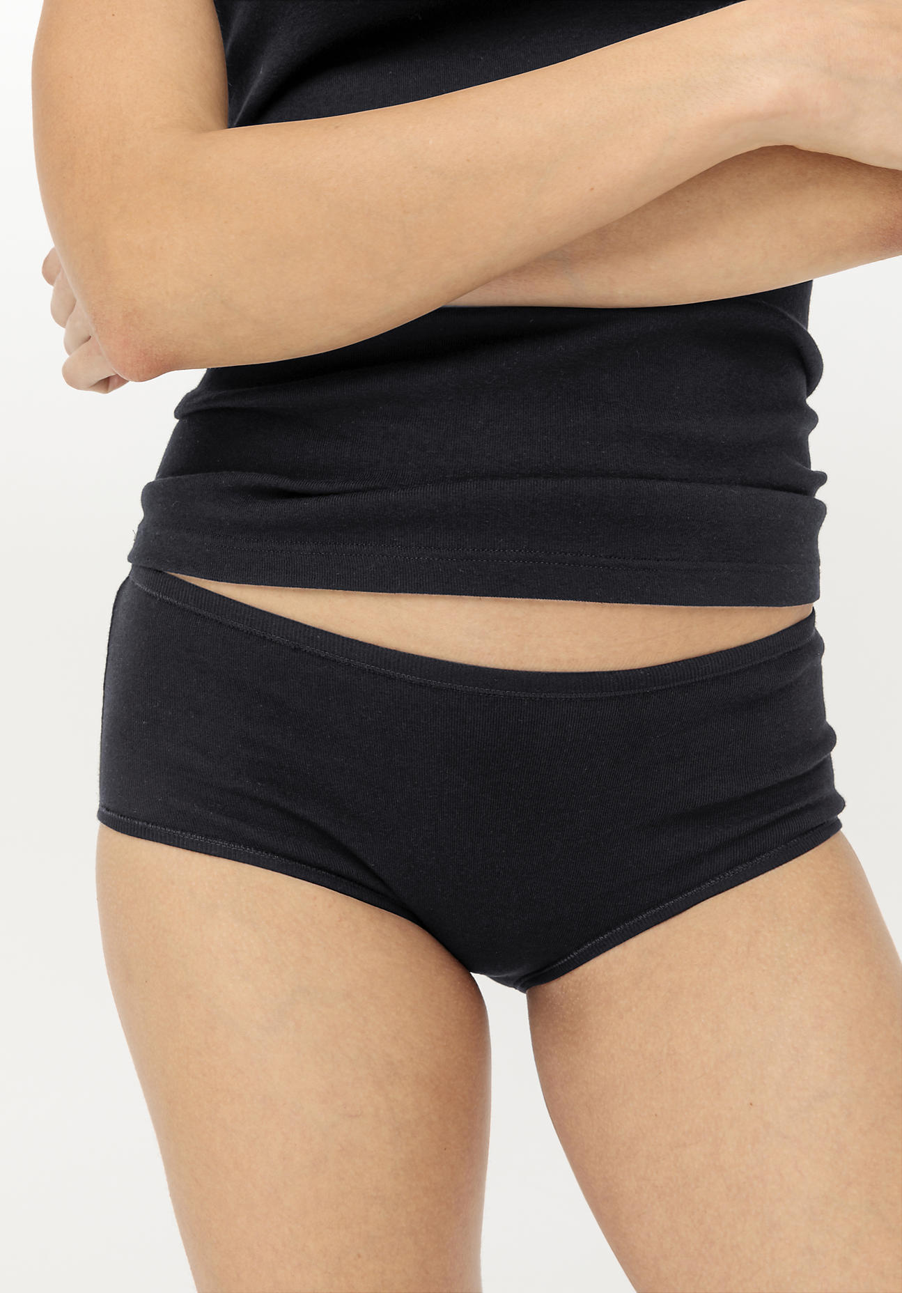 hessnatur Damen Panty Regular Cut 2er-Set PURE NATURE aus Bio-Baumwolle - schwarz Größe 36