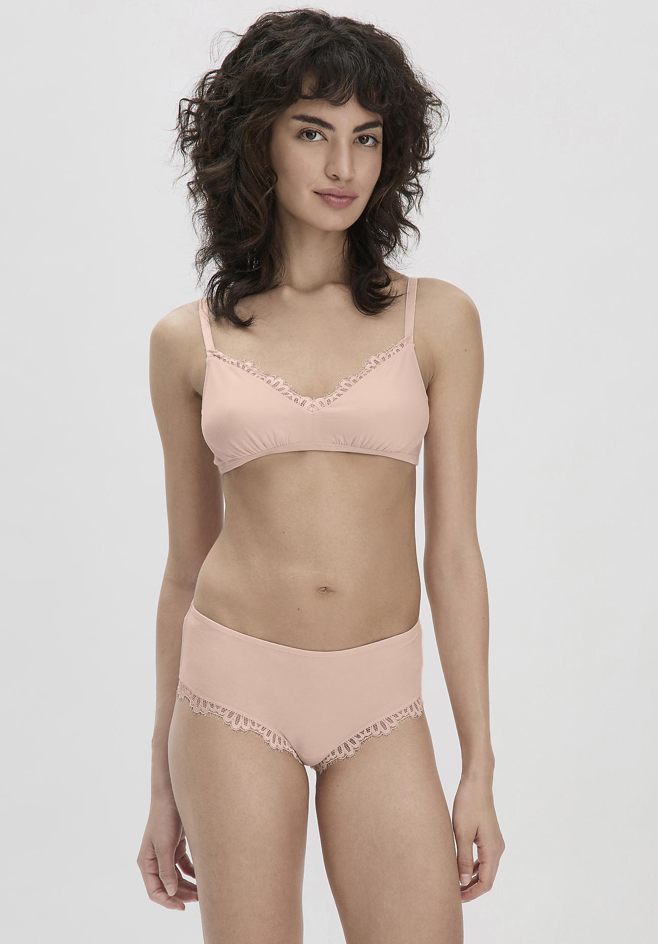 hessnatur Damen Panty Spitze Regular Cut COTTON FEEL aus Bio-Baumwolle - rosa Größe 36
