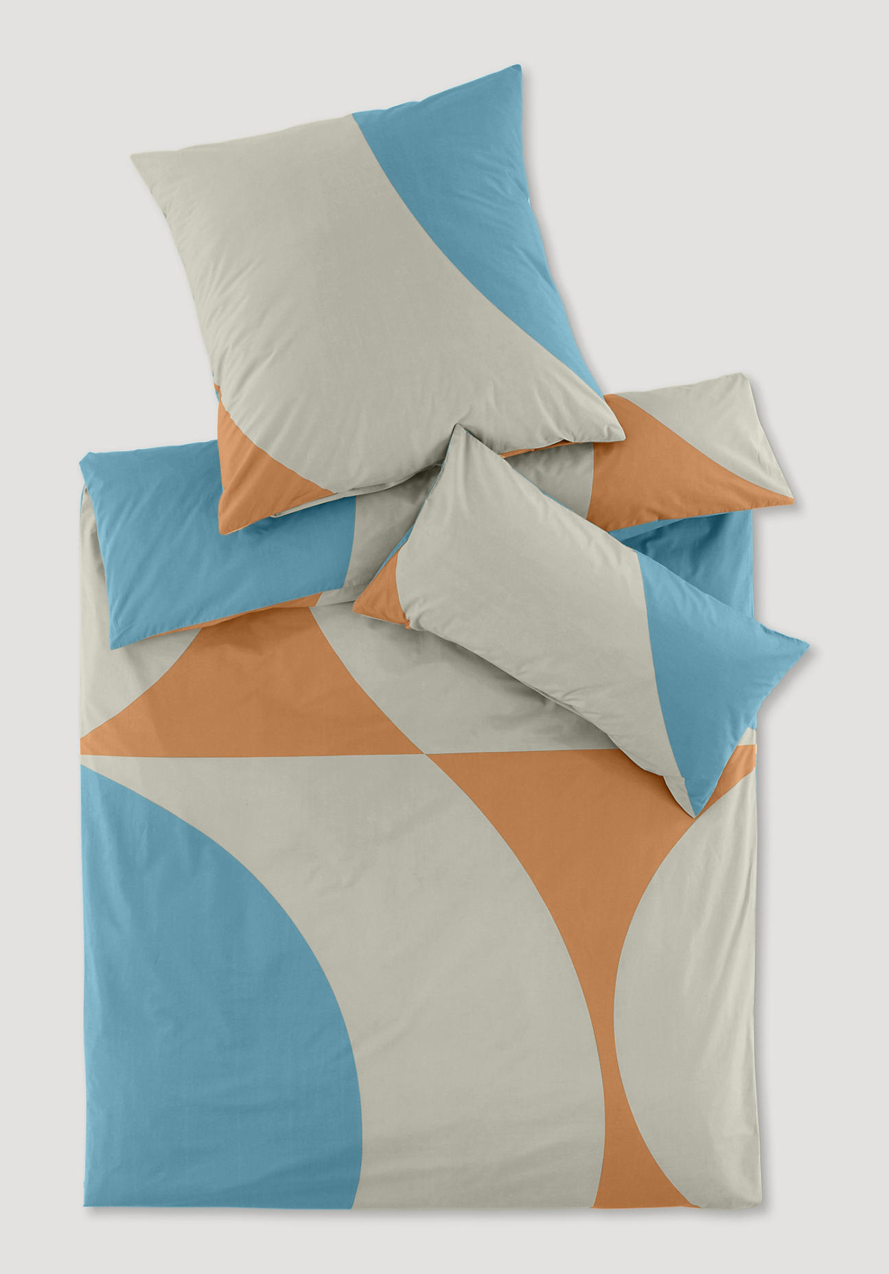 hessnatur Perkal Bettwäsche-Set VALI aus Bio-Baumwolle - blau Größe 155x220+40x80 cm