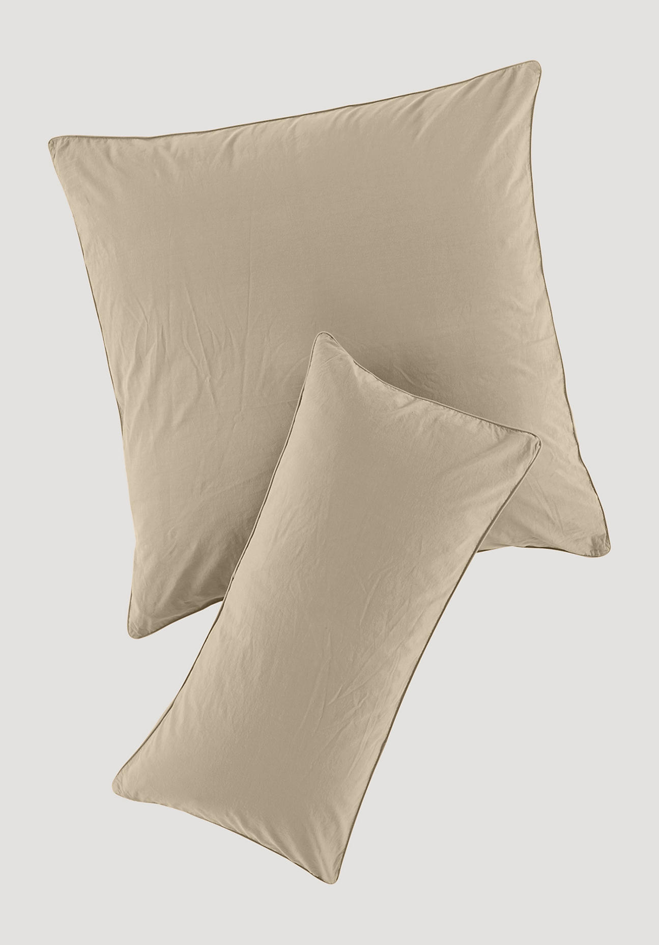 hessnatur Perkal Kissenbezug aus Bio-Baumwolle - beige Größe 40x80 cm