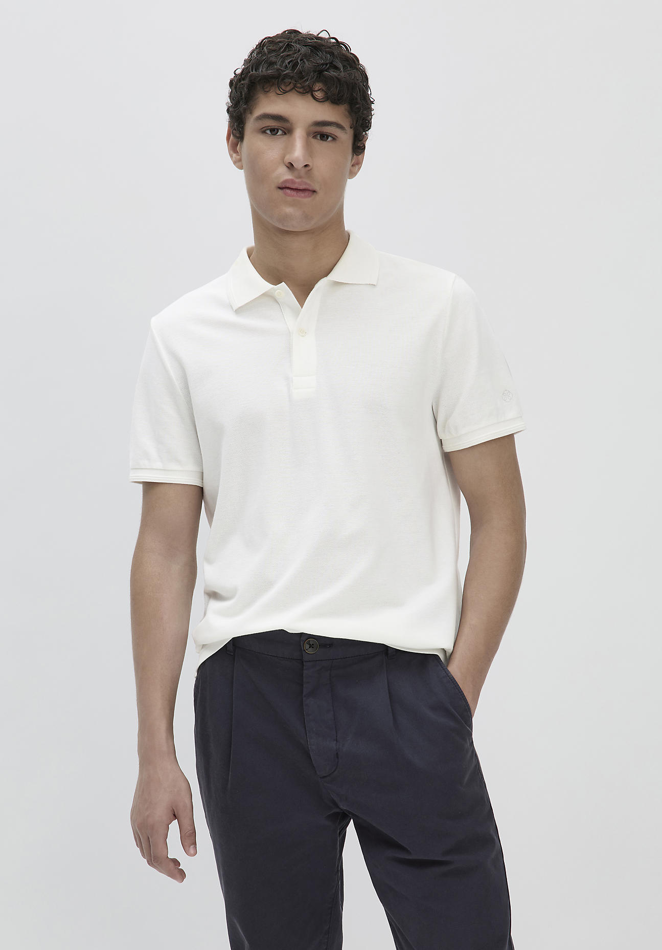 hessnatur Herren Piqué Polo Regular - naturweiss Größe 52