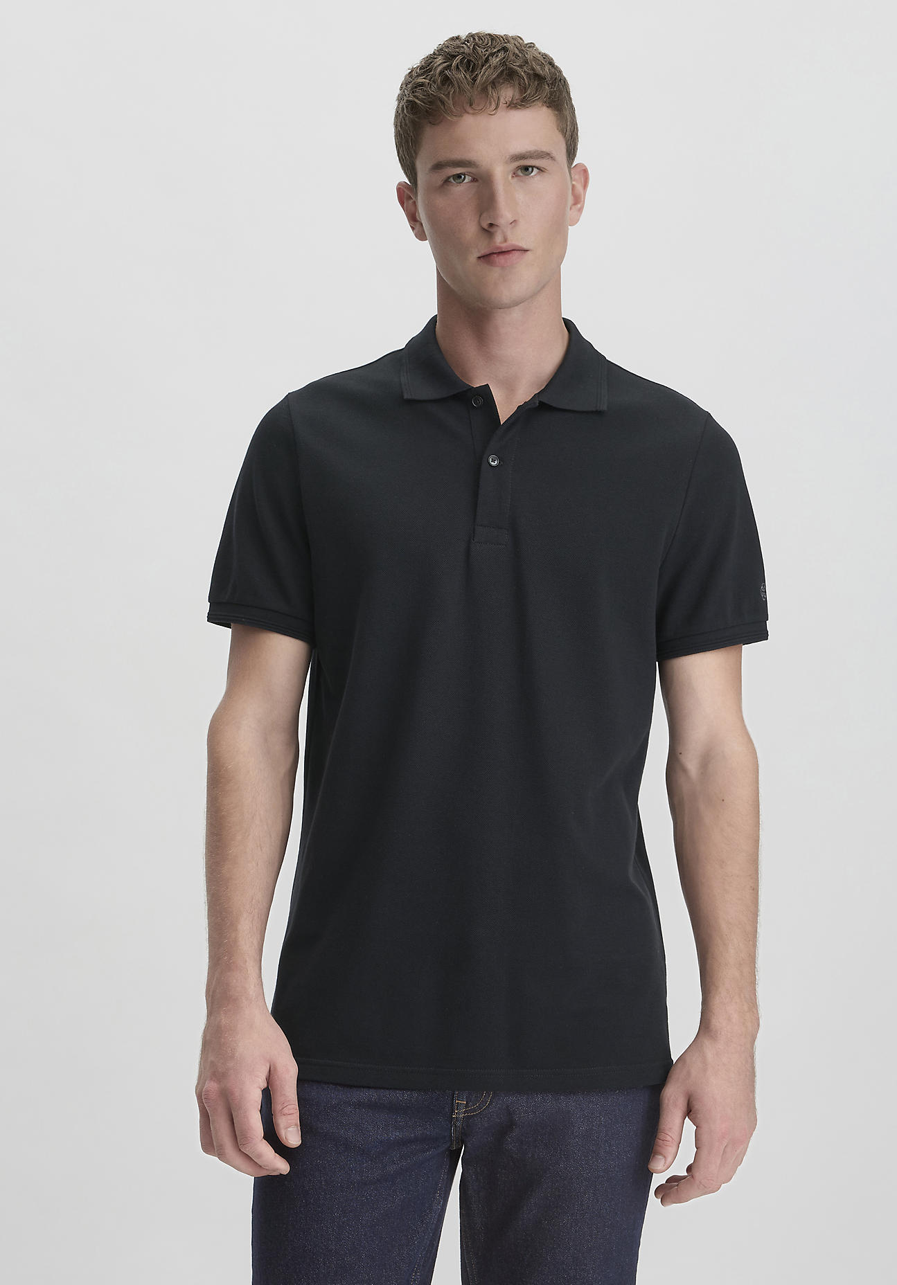 hessnatur Herren Piqué Polo Regular - schwarz Größe 48