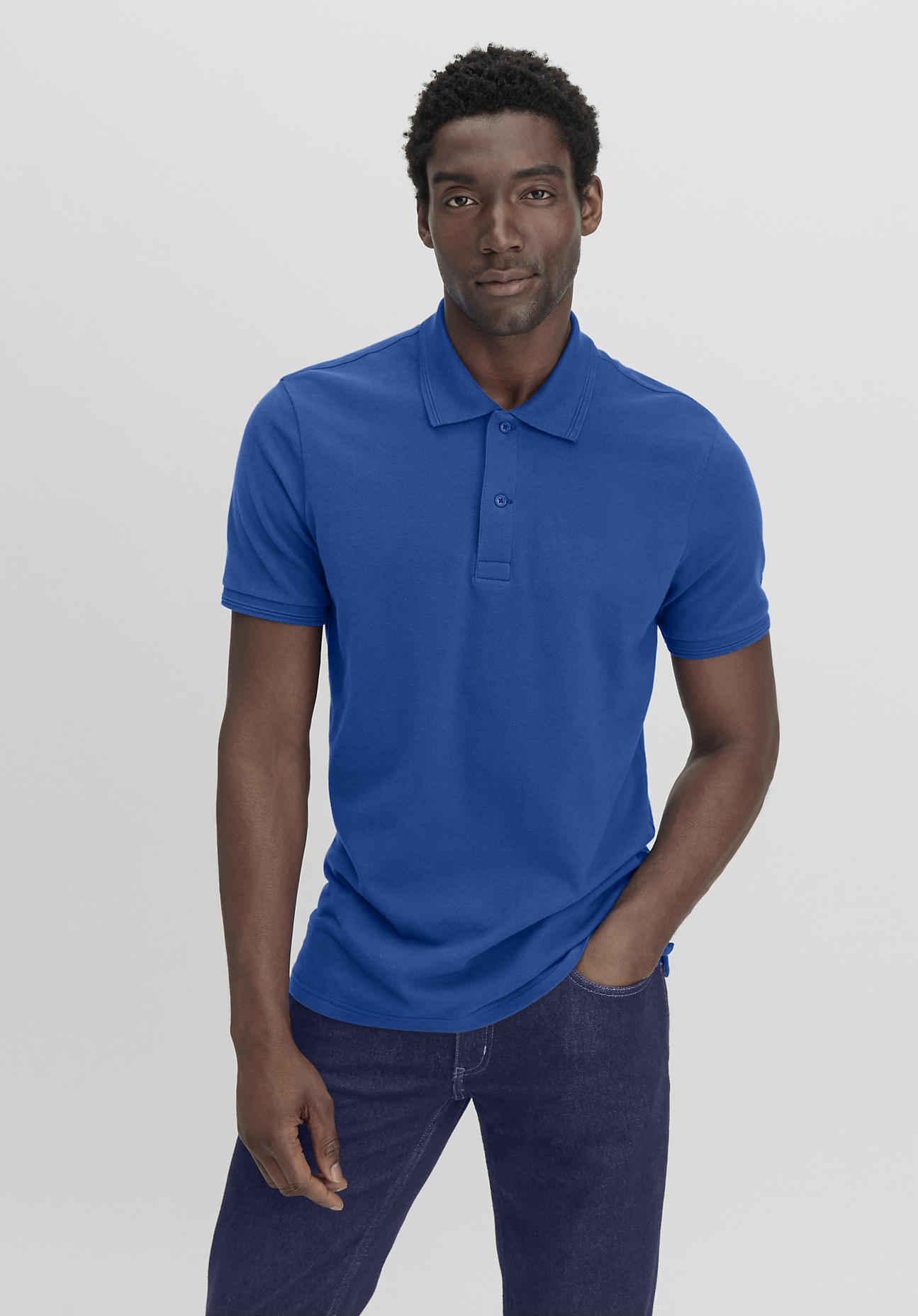 hessnatur Herren Polo Regular aus Bio-Baumwolle - blau - Größe 50