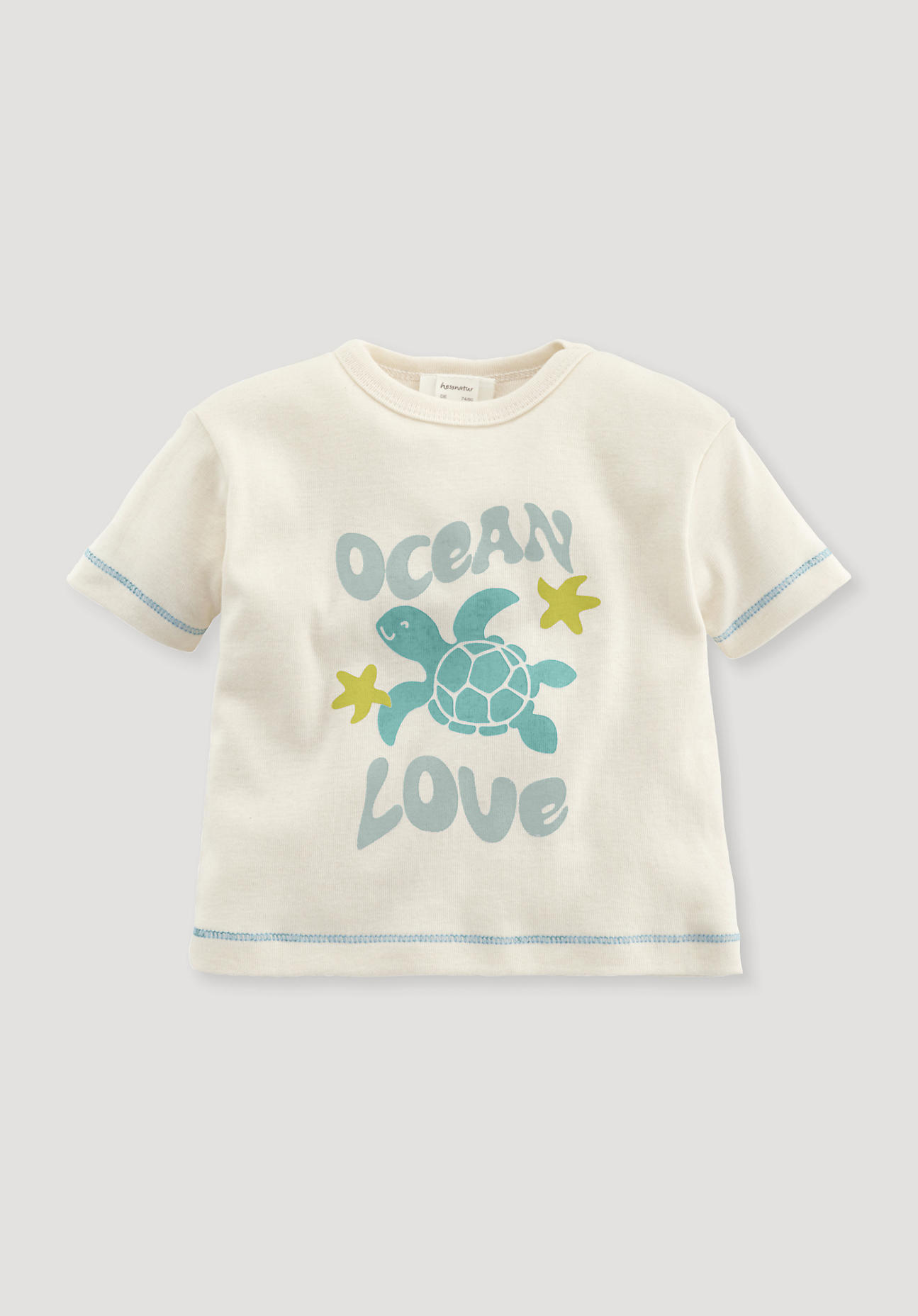 hessnatur Baby Print T-Shirt Regular aus Bio-Baumwolle - blau Größe 98/104